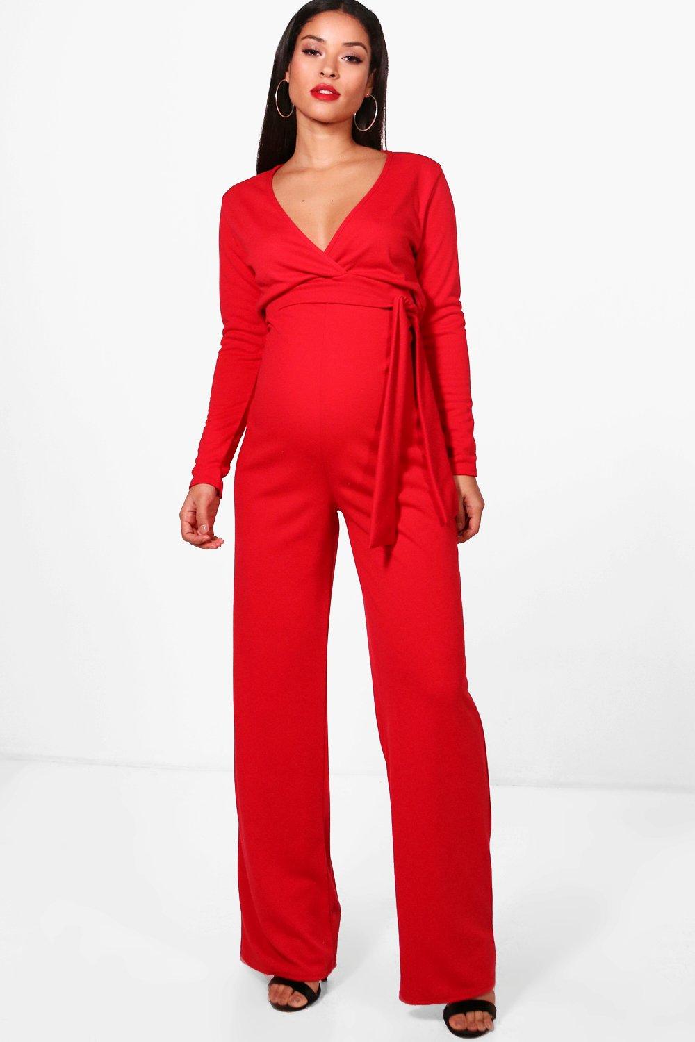 red maternity jumpsuit