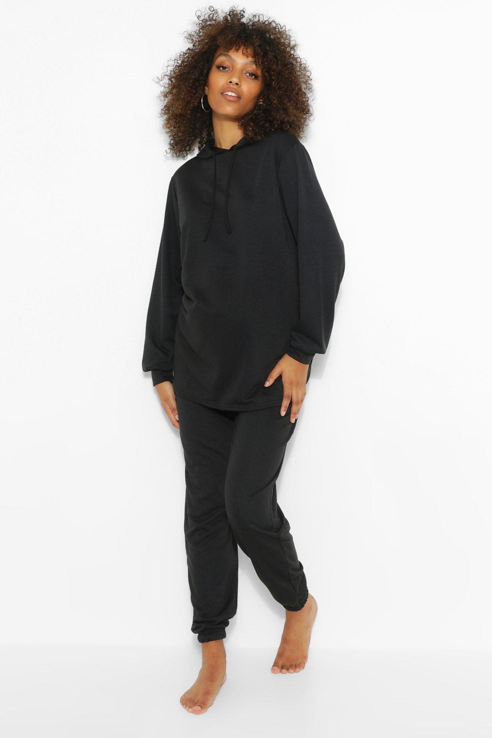 Womens Maternity Hoody And Jogger Loungewear Set - Black - 12, Black