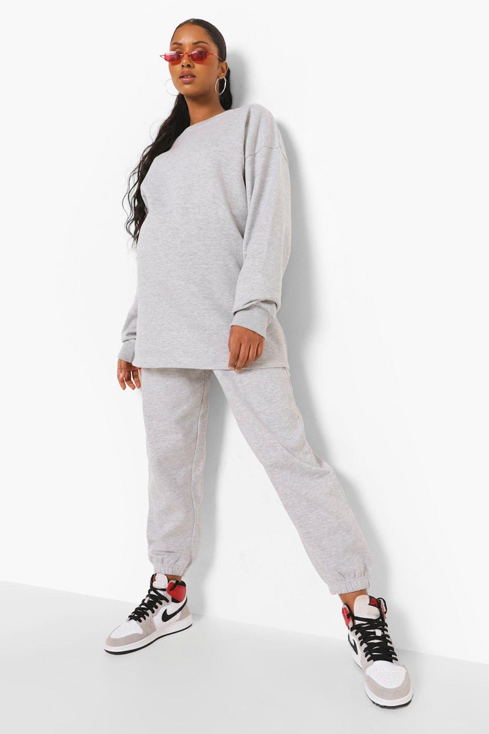 Womens Maternity Crew Neck Tracksuit - Grey - 16, Grey