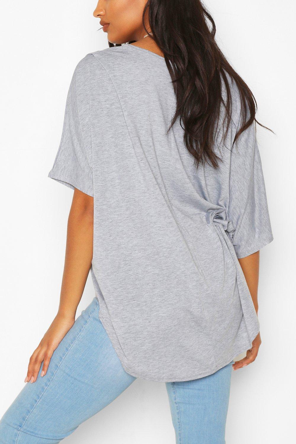 

Maternity V-neck Hip Hem T-shirt, Black