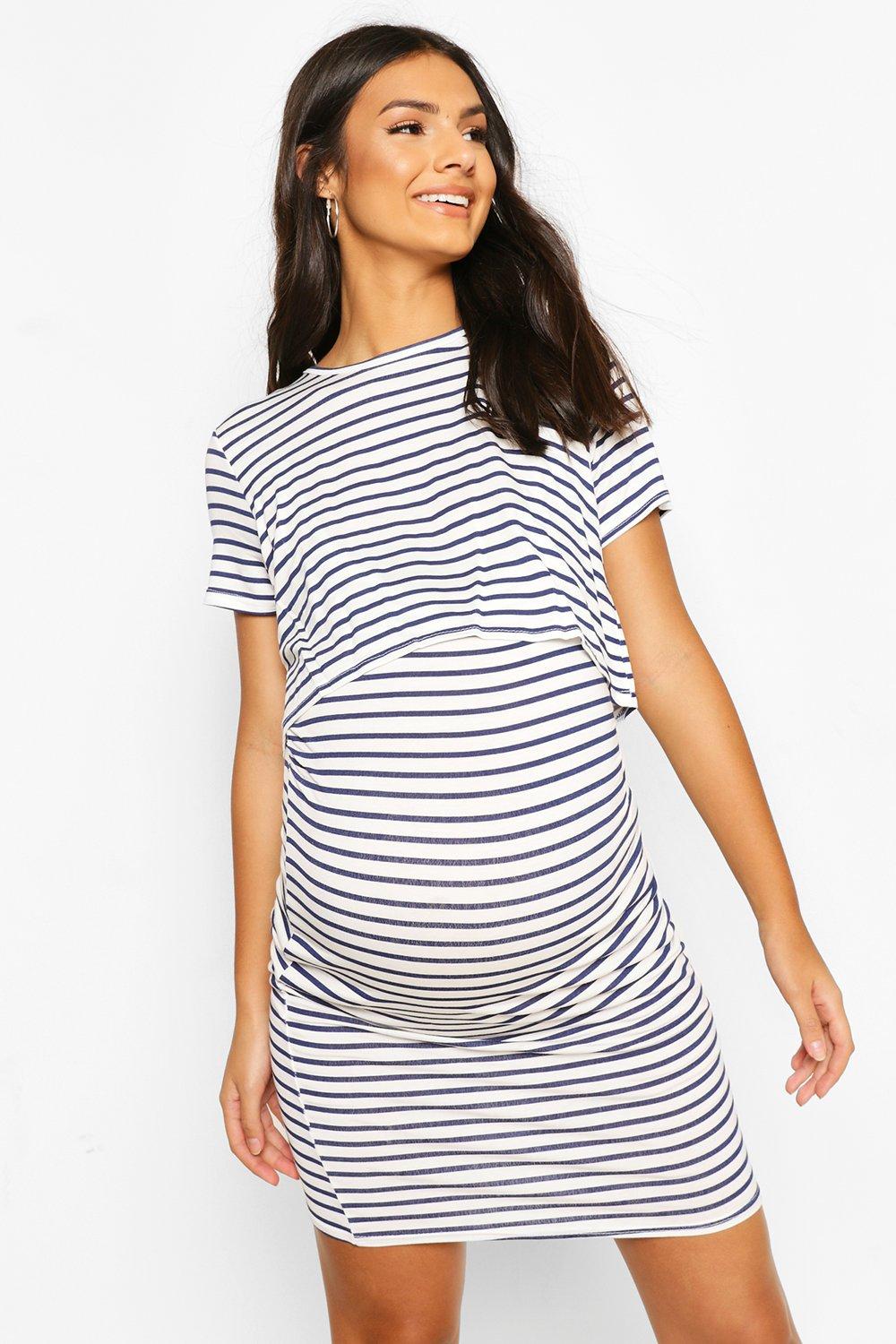 

Maternity Stripe Nursing Dress, Navy