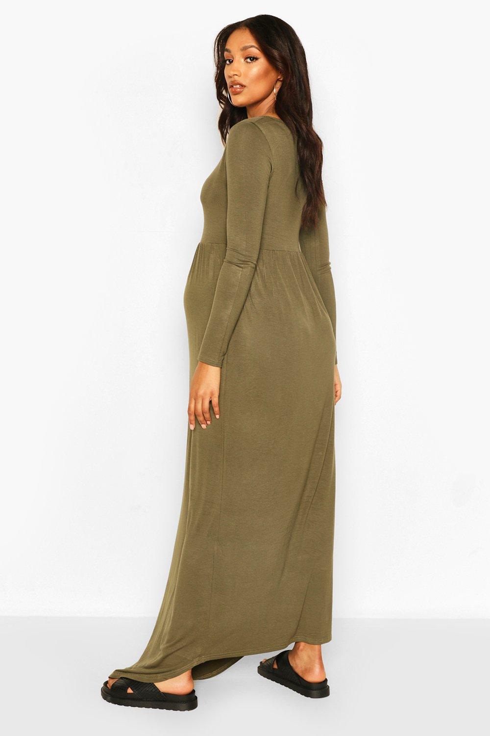 

Maternity Long Sleeve Button Front Maxi Dress, Black