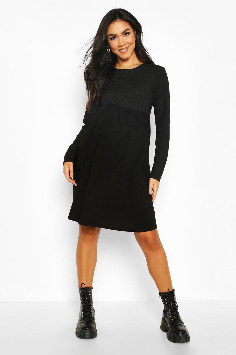 black maternity skater dress