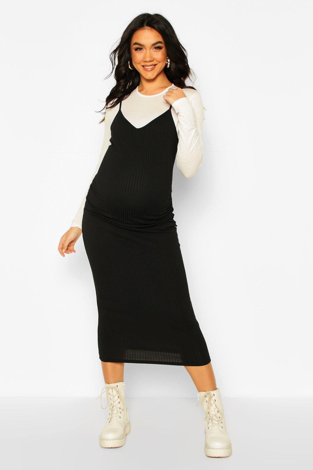 black maternity slip dress