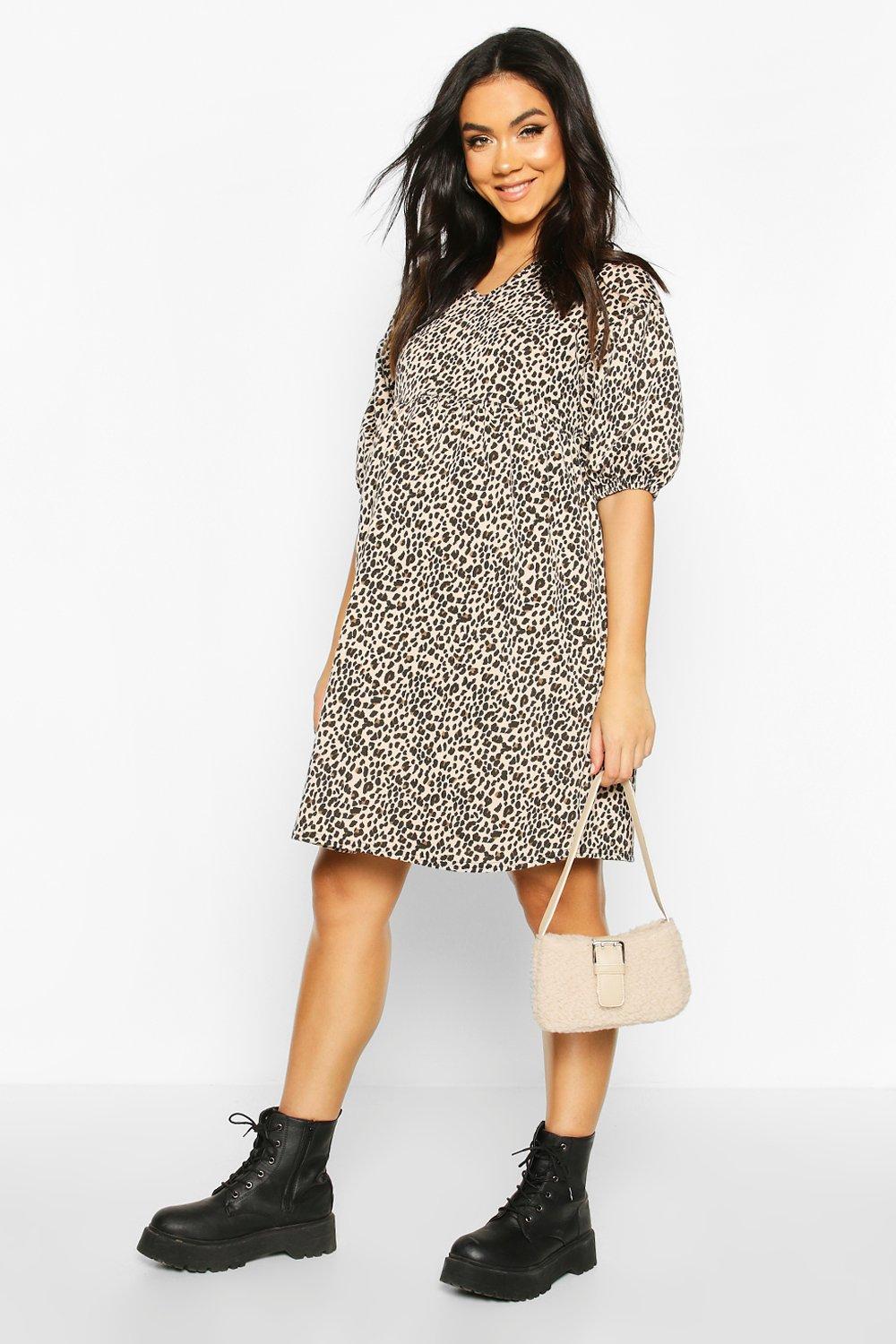 boohoo maternity leopard print dress