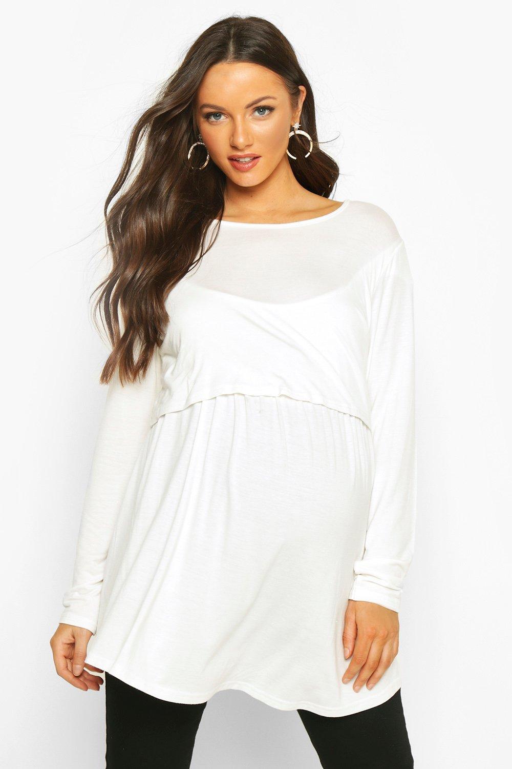 

Maternity Nursing Tunic Top, Cream