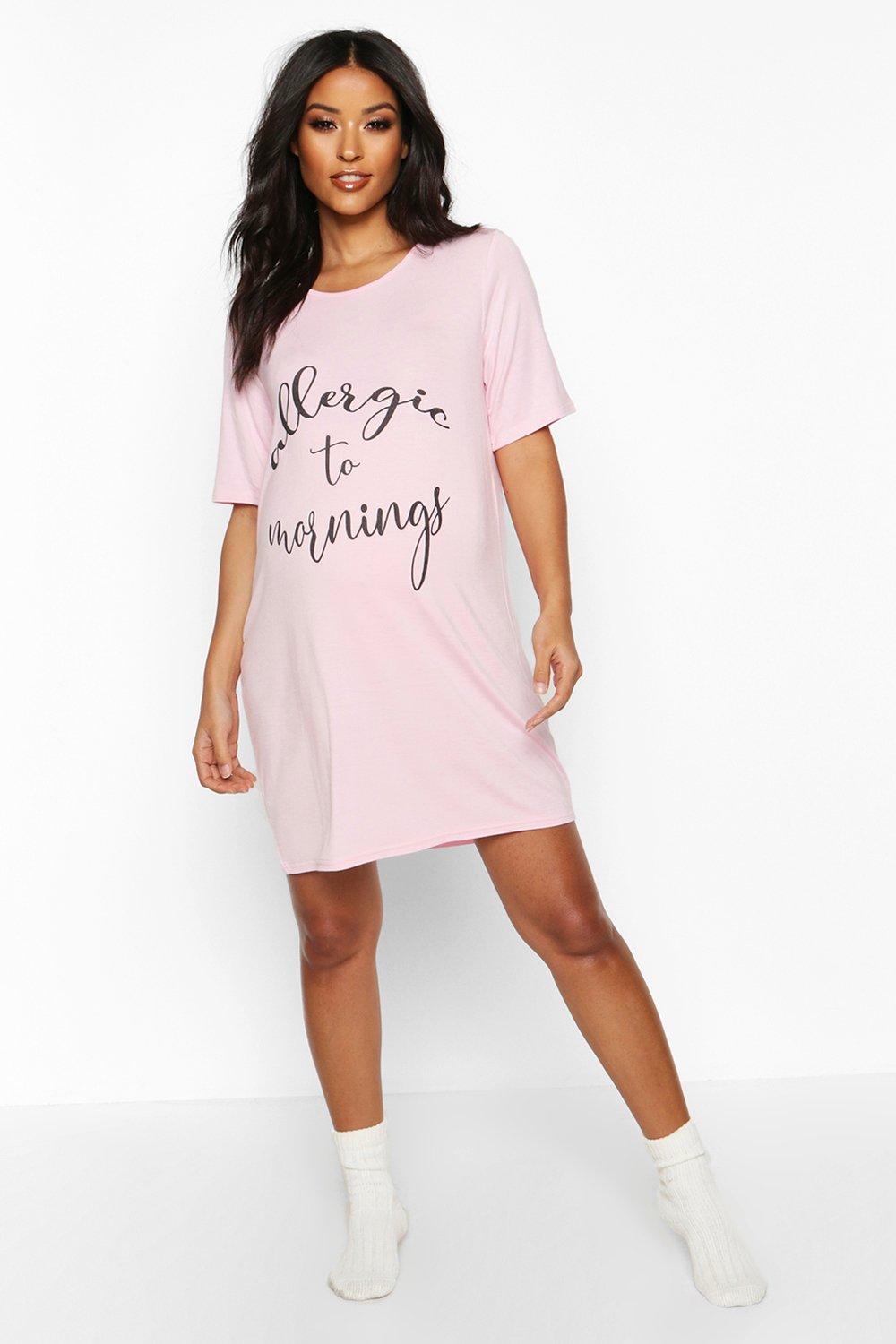 

Ночная сорочка с надписью 'Allergy To Mornings' для беременных, Pink