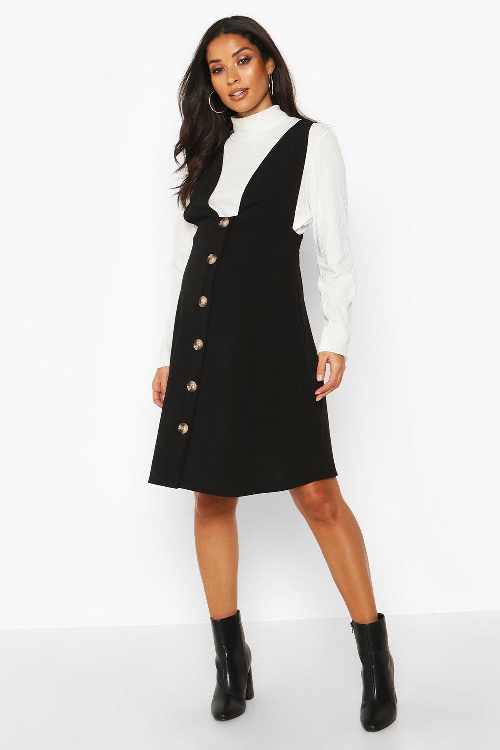 boohoo black pinafore