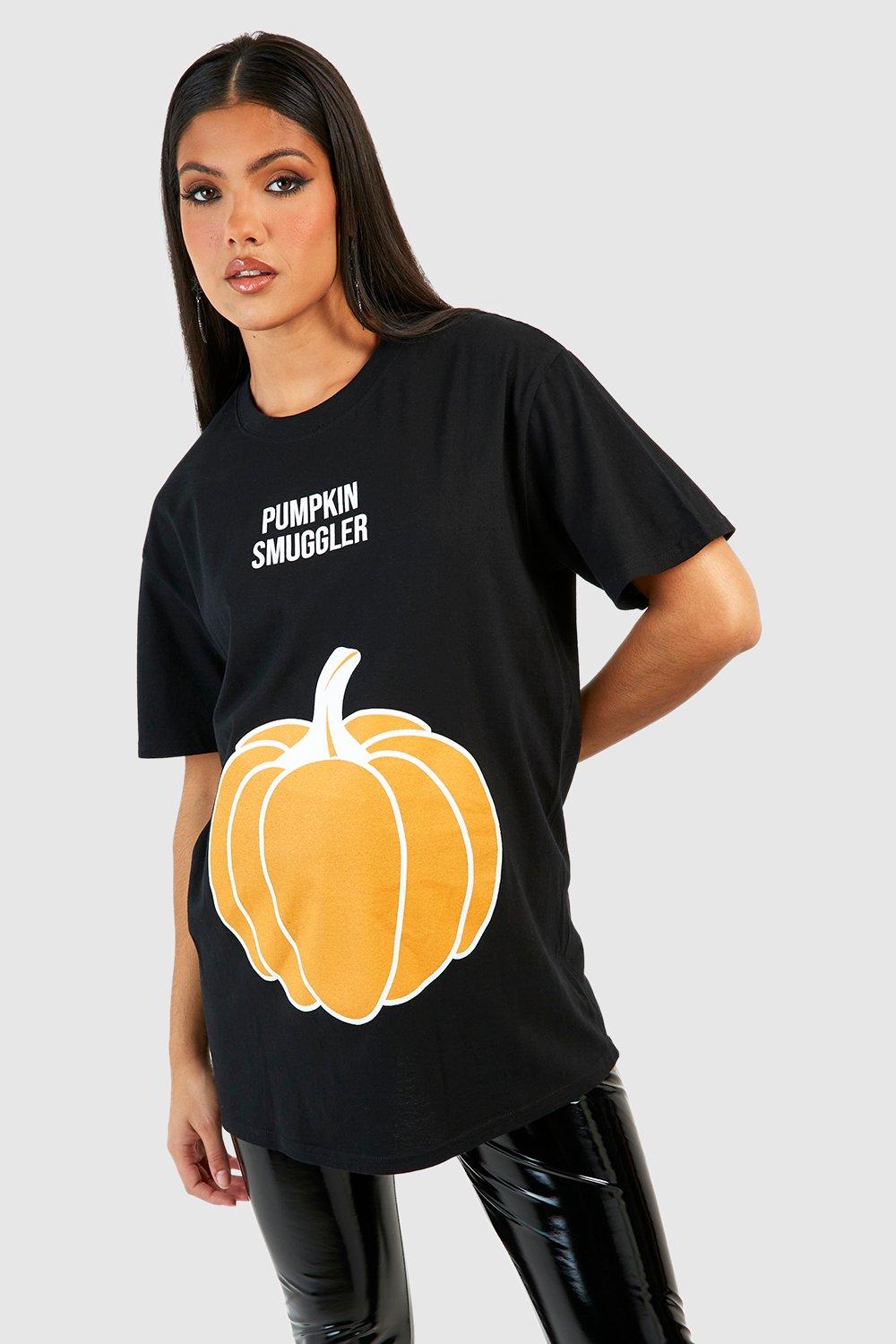 Image of T-shirt premaman Halloween “Pumpkin Smuggler”, Nero
