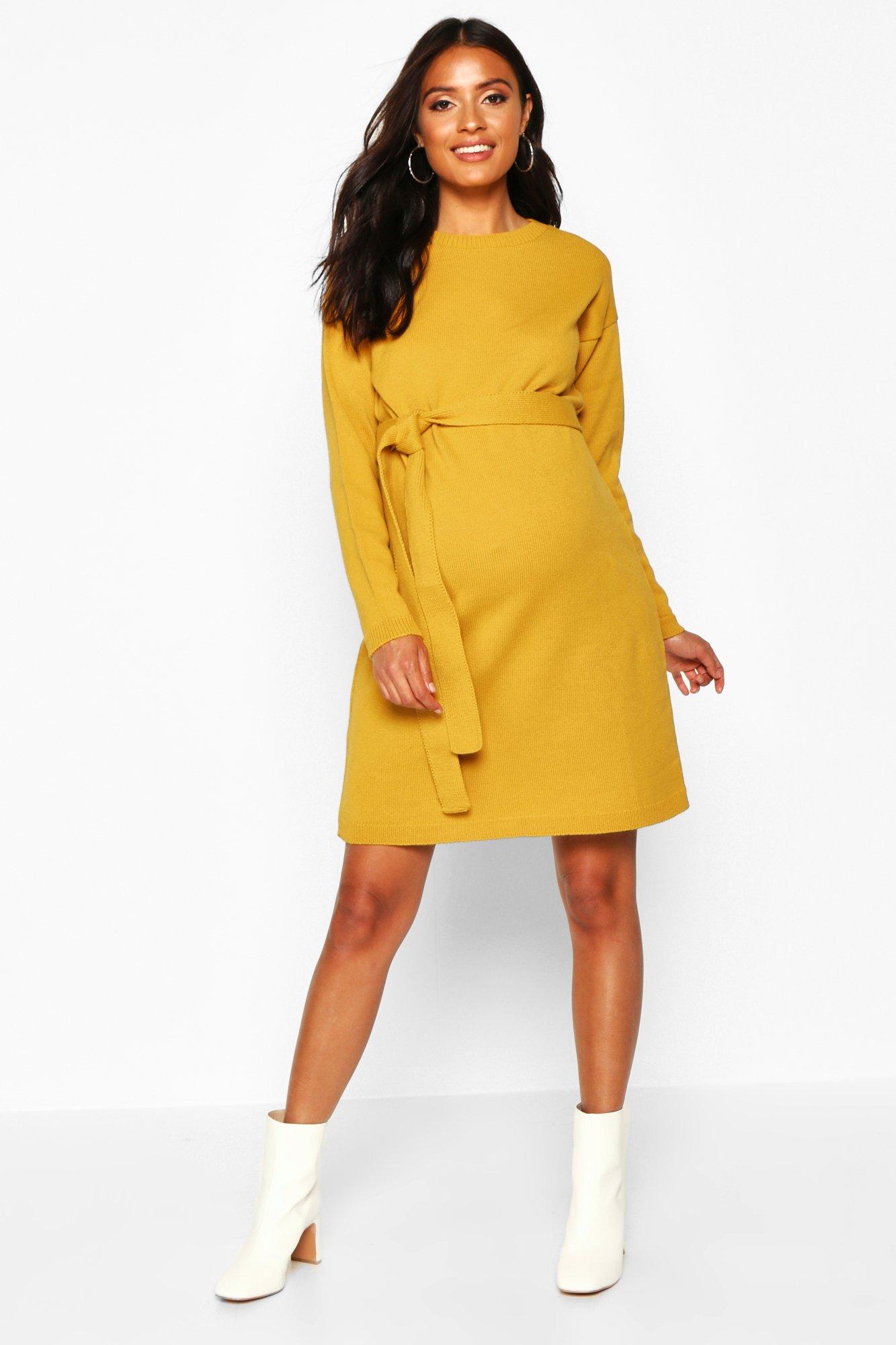 mustard jumper dress