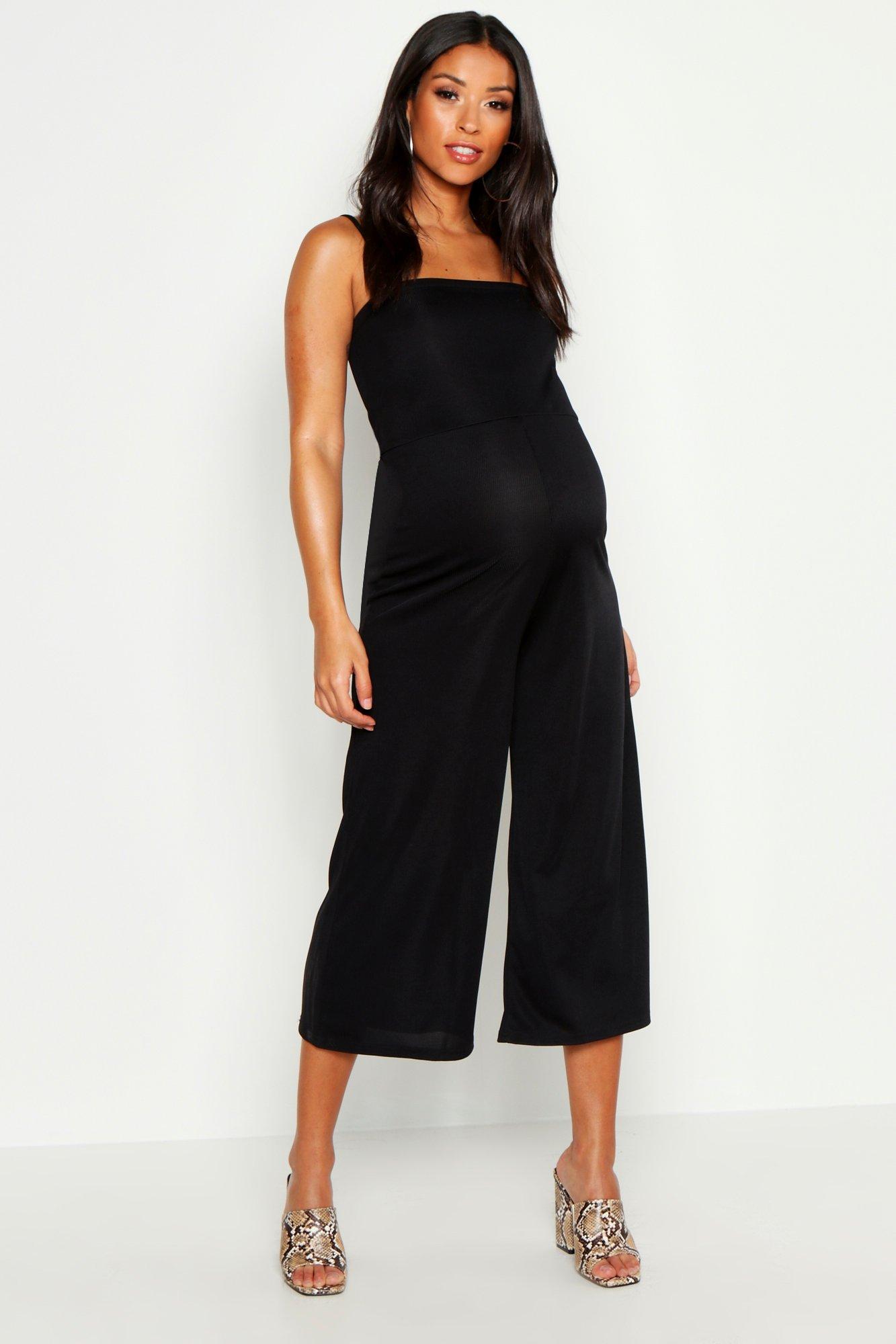 boohoo black culotte jumpsuit