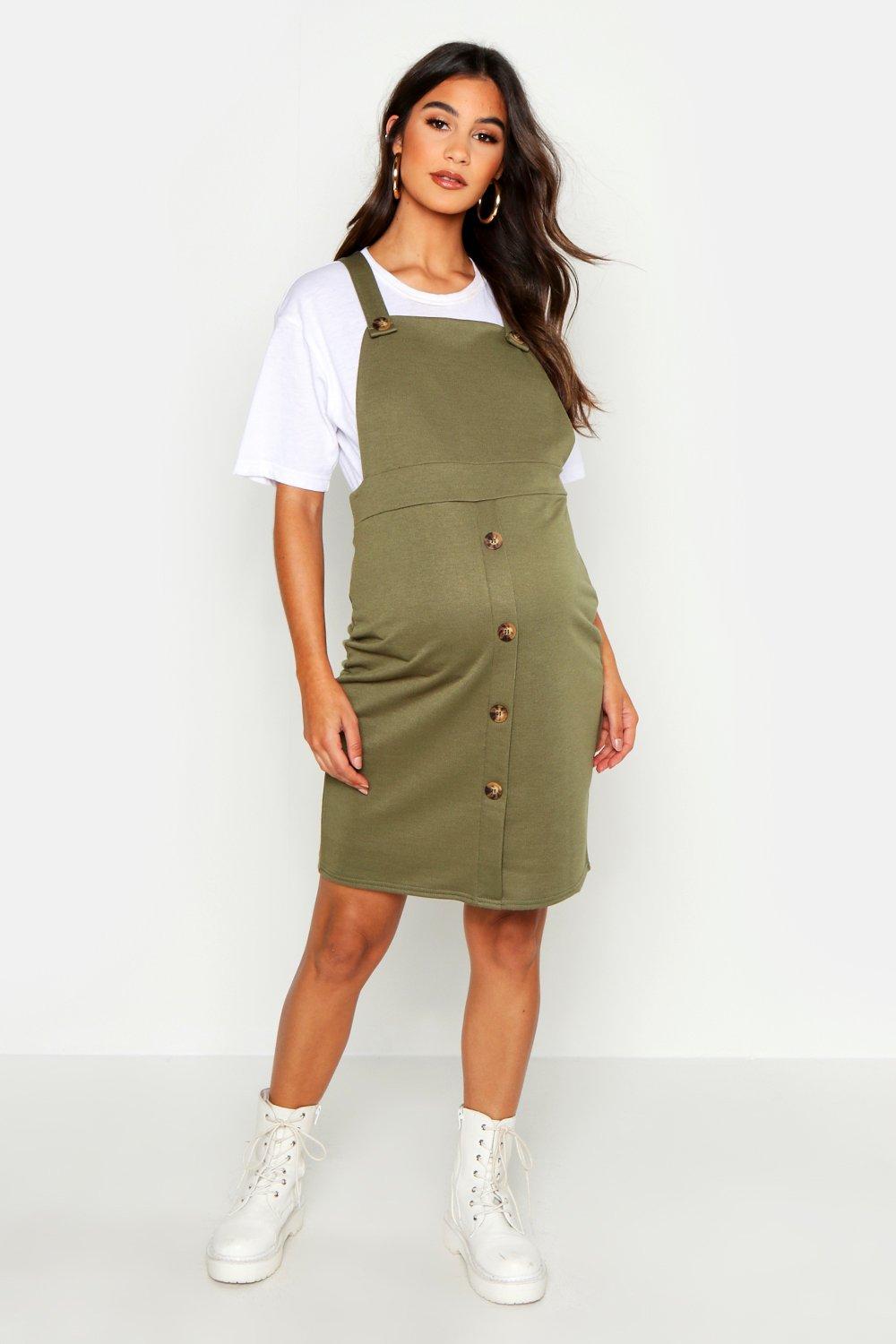 khaki pinafore dress