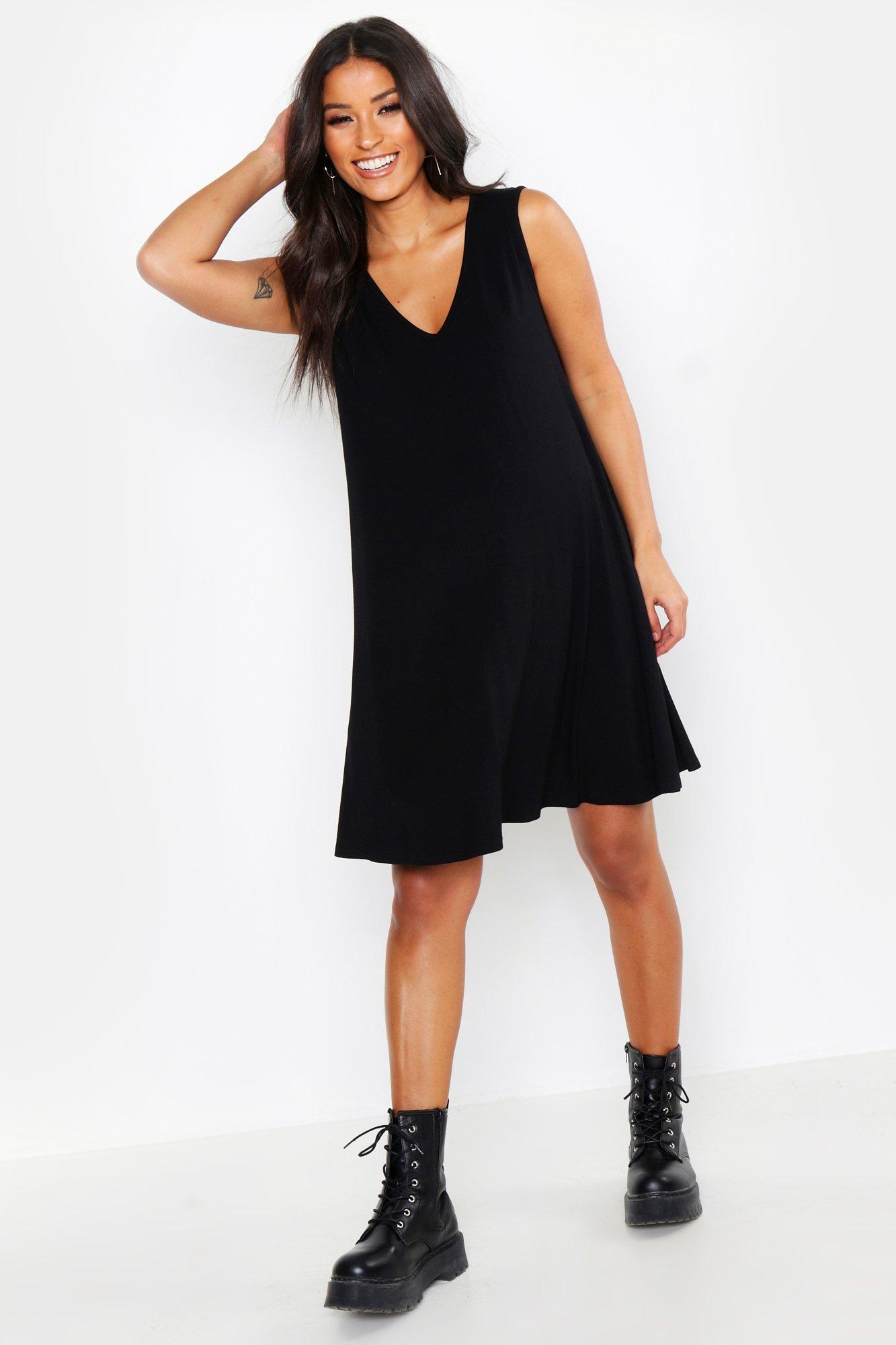 v neck swing dress