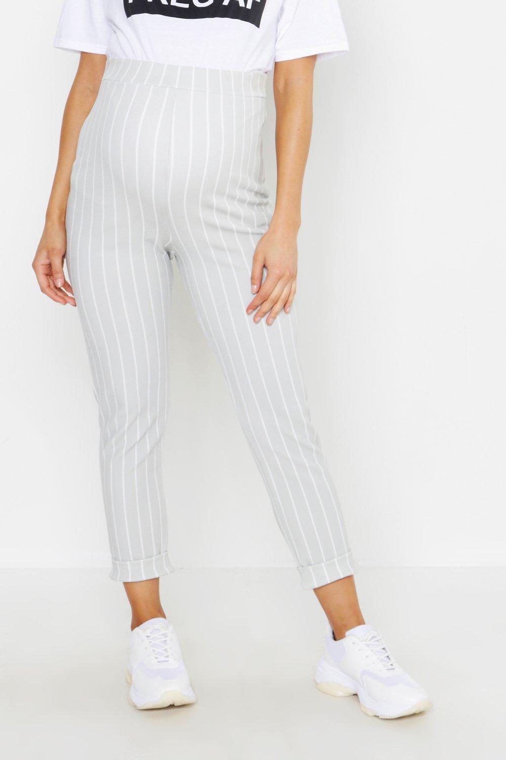 

Брюки с манжетами и отворотами в полоску для беременных, Light grey