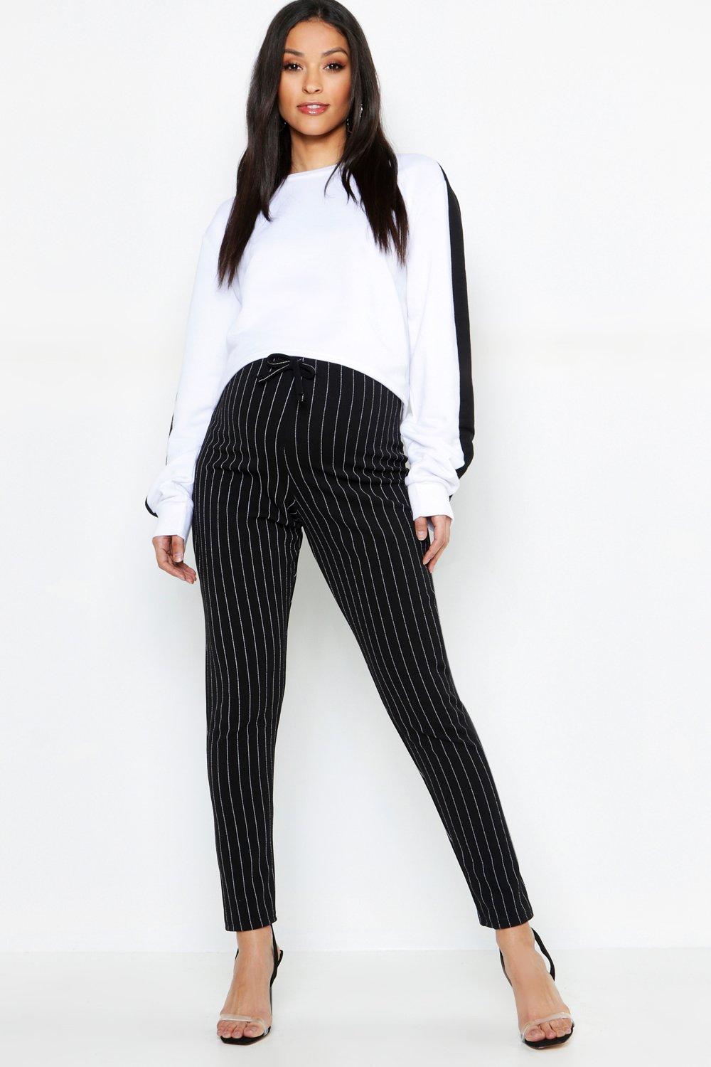 pinstripe tapered trousers women's