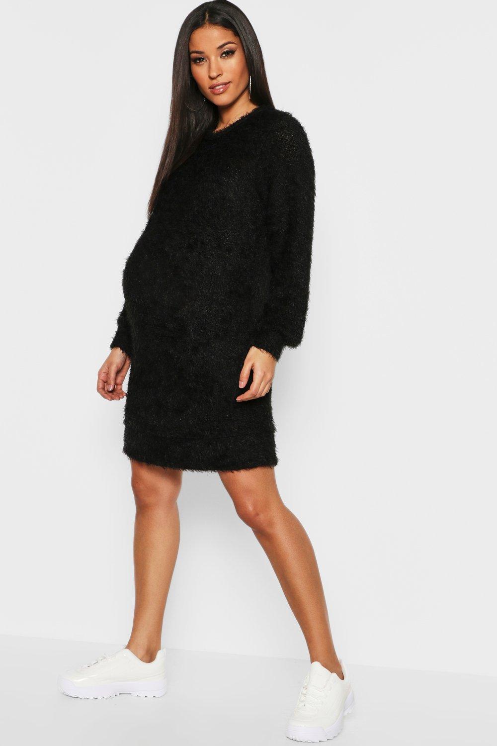 

Для беременных с округлым вырезом с бахромой Платье Jumper, Black