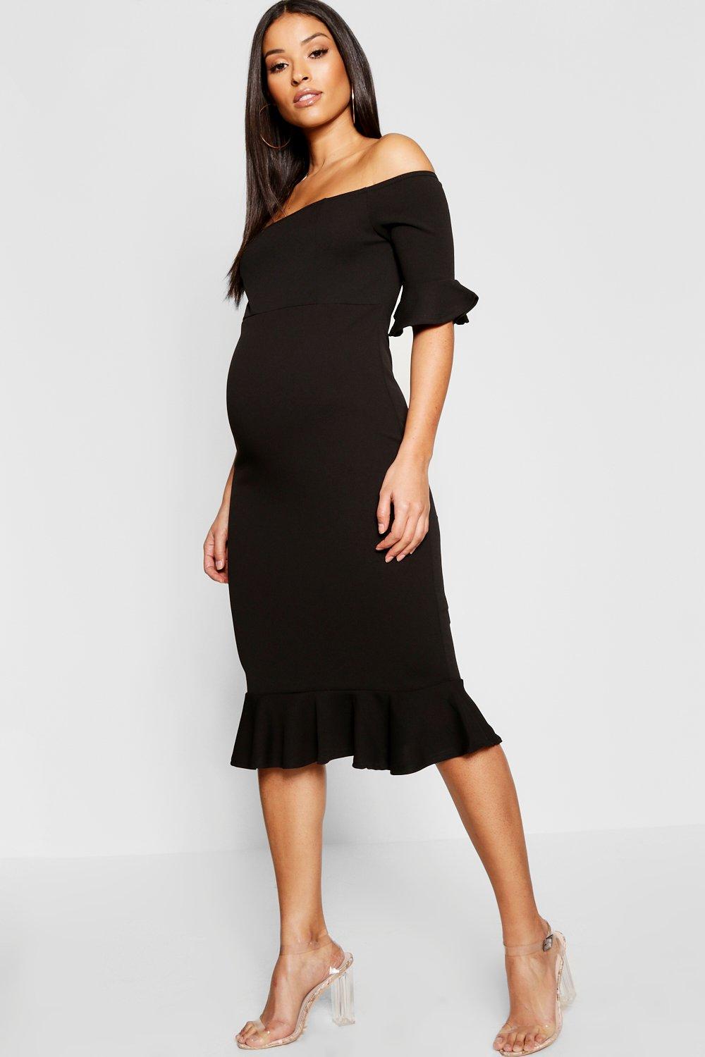 boohoo black bardot dress