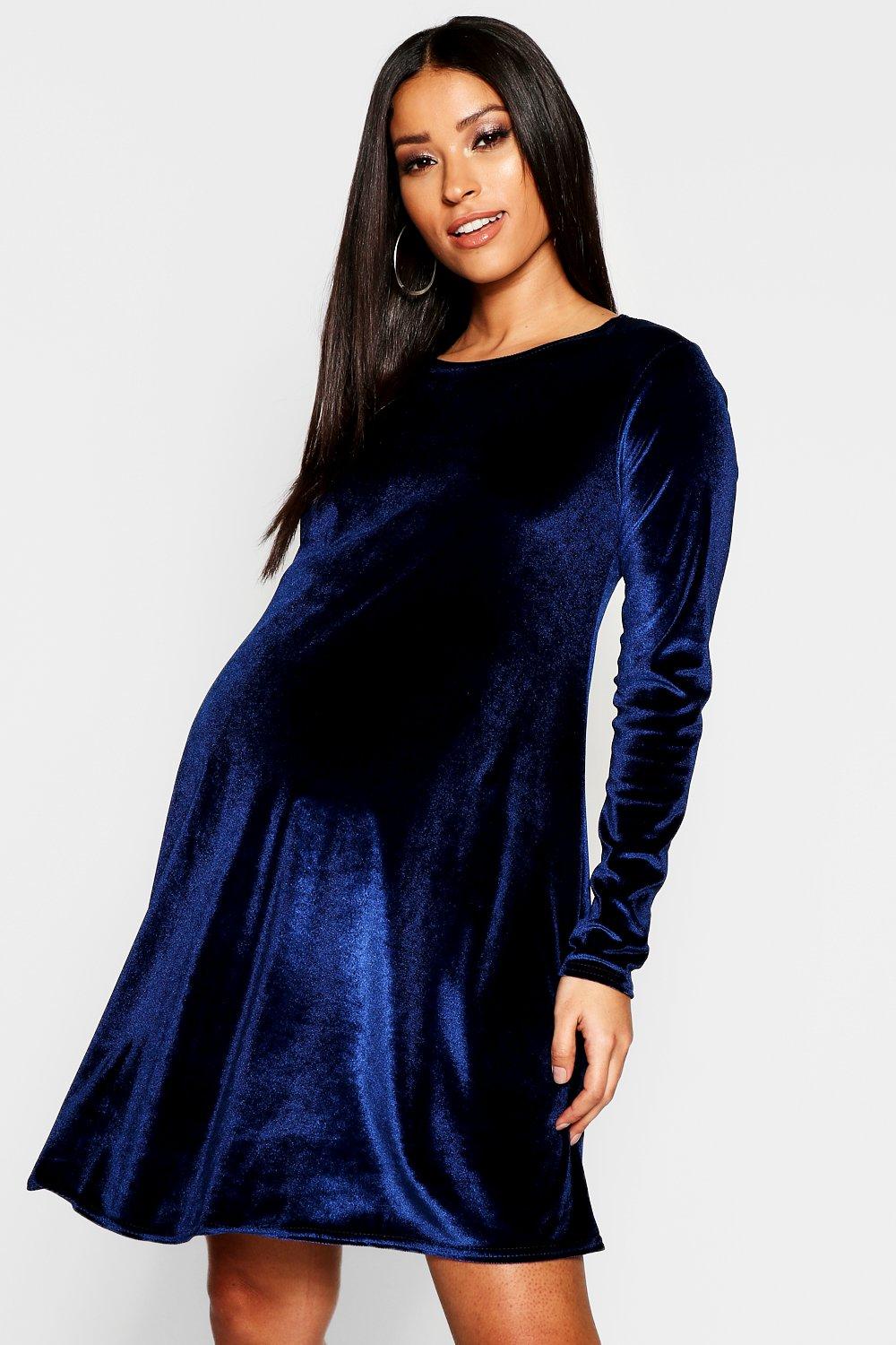 boohoo blue velvet dress