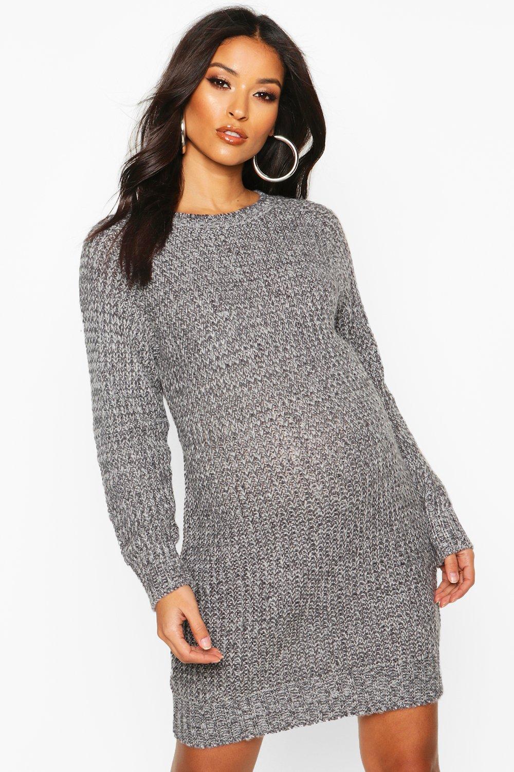 Maternity Soft Twist Knit Marl Dress Boohoo