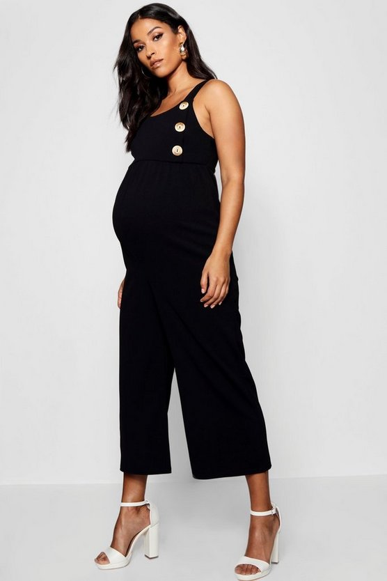 Maternity Horn Button Jersey Dungaree | Boohoo
