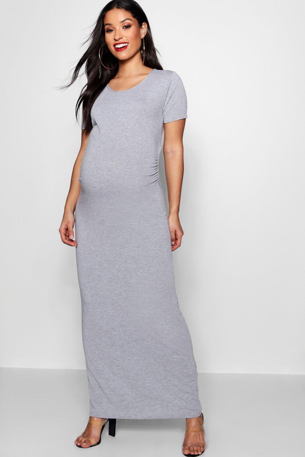 Maternity Short Sleeve Bodycon Maxi Dress Boohoo 