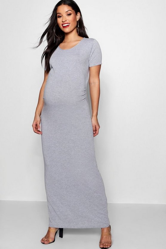 Maternity Short Sleeve Bodycon Maxi Dress | Boohoo