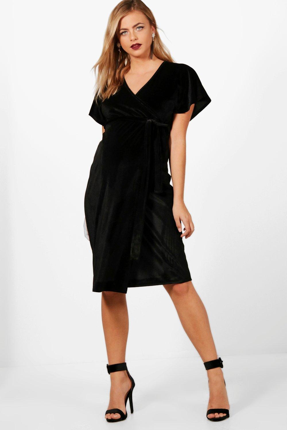 boohoo velvet midi dress