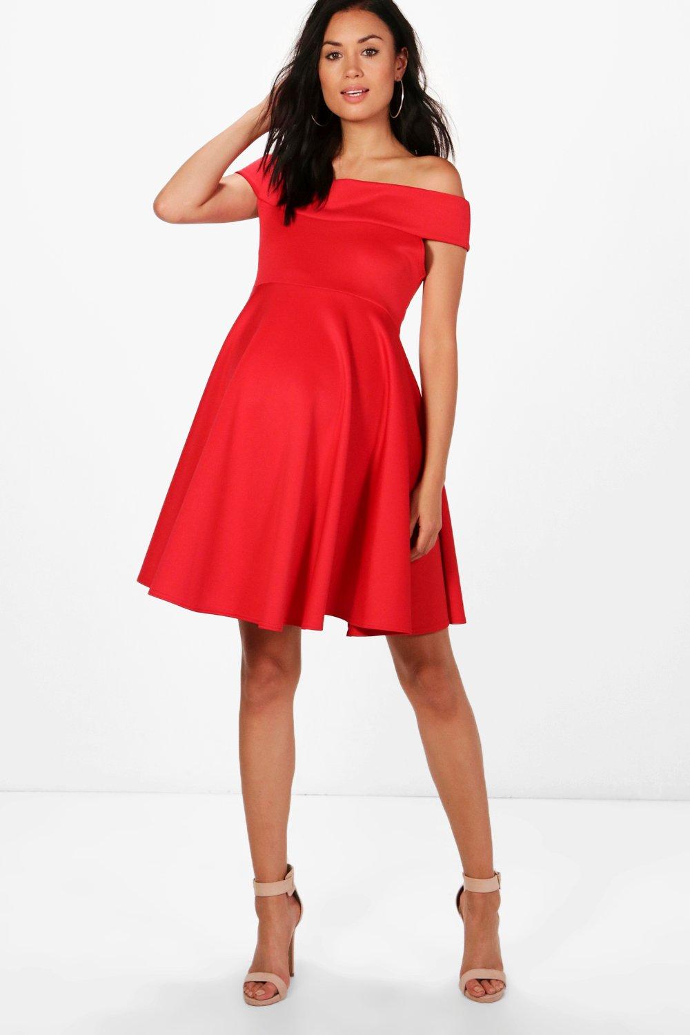 off the shoulder skater dress boohoo