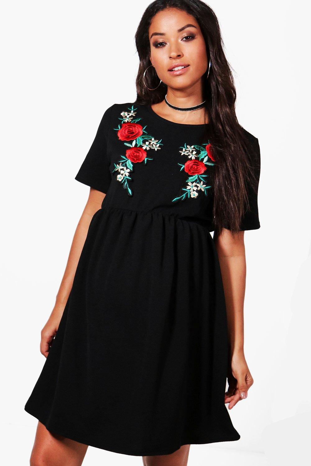 embroidered smock dress