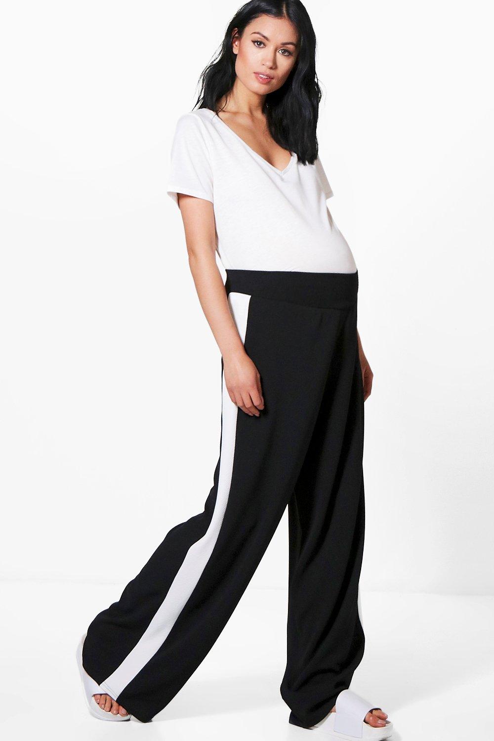 wide leg side stripe trousers