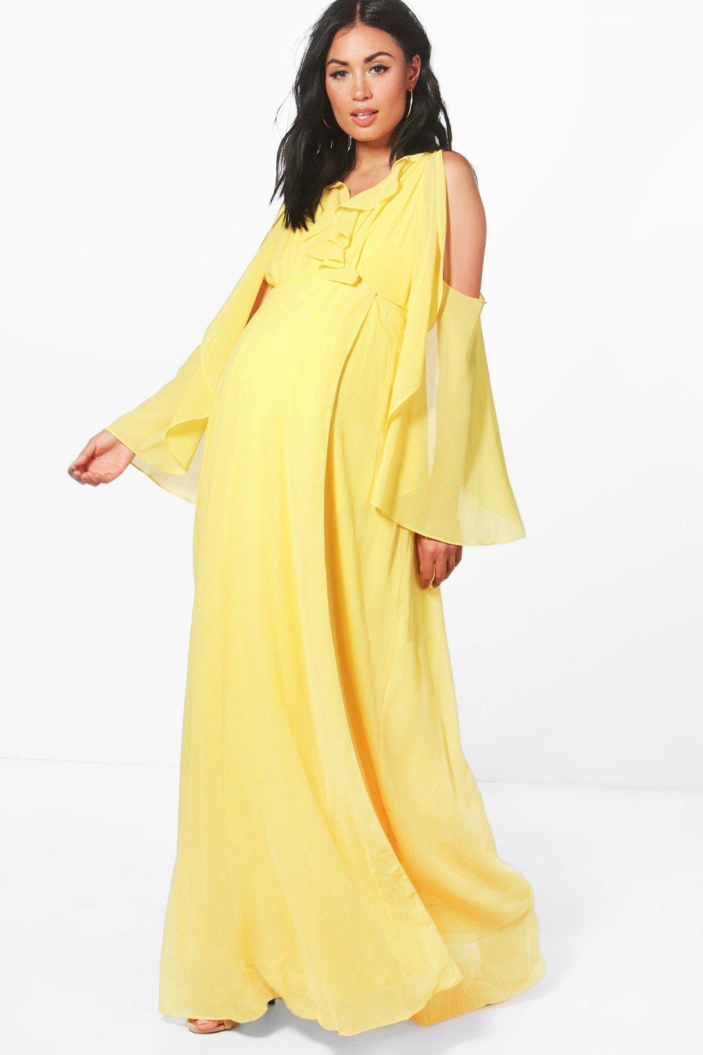 maternity cold shoulder floor length dress