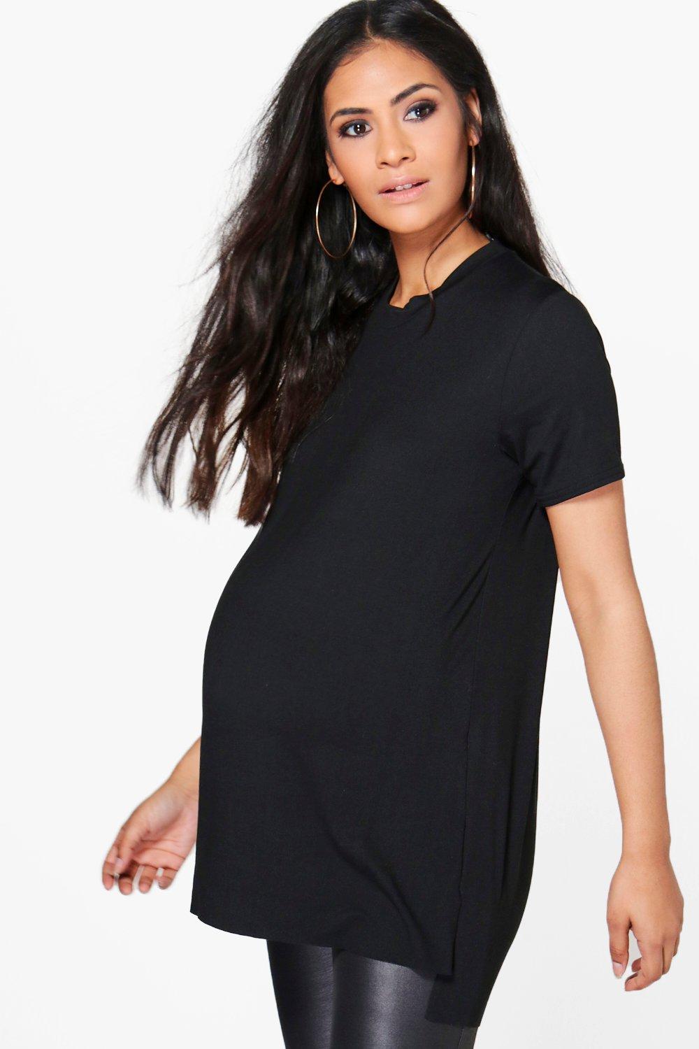 

Maternity Side Split Oversized Tee, Черный