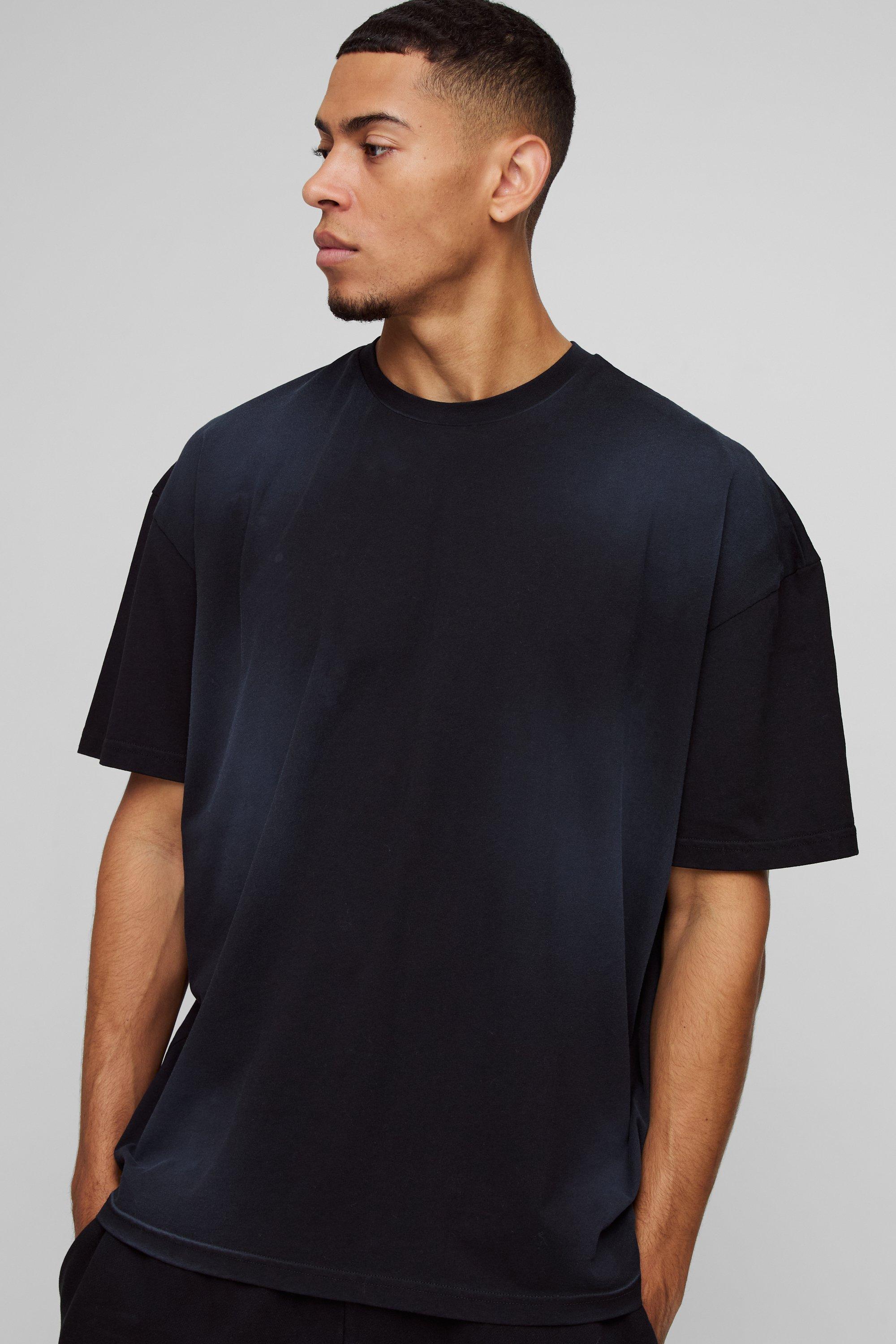 T-shirt oversize in lavaggio spray, Nero