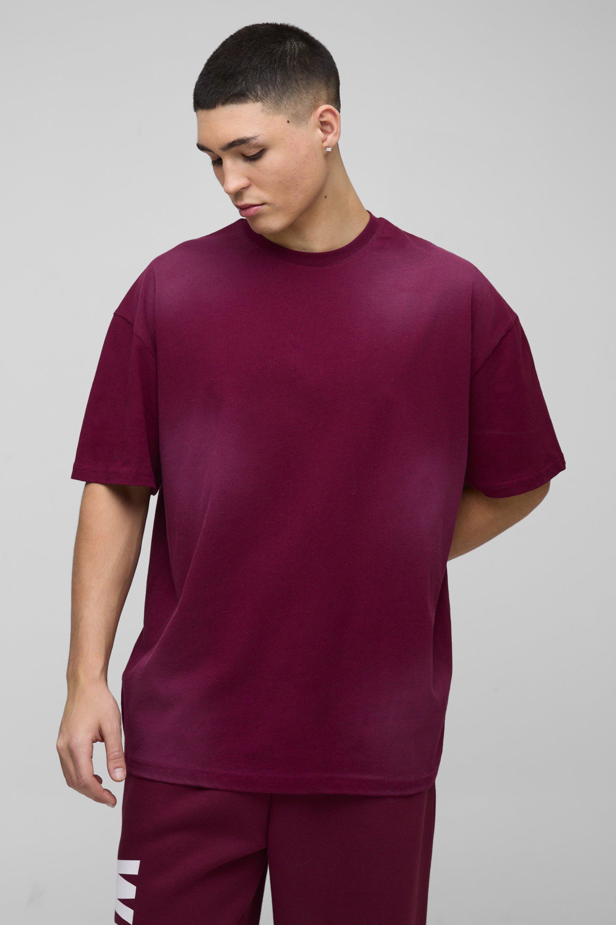 T-shirt oversize in lavaggio spray, Rosso