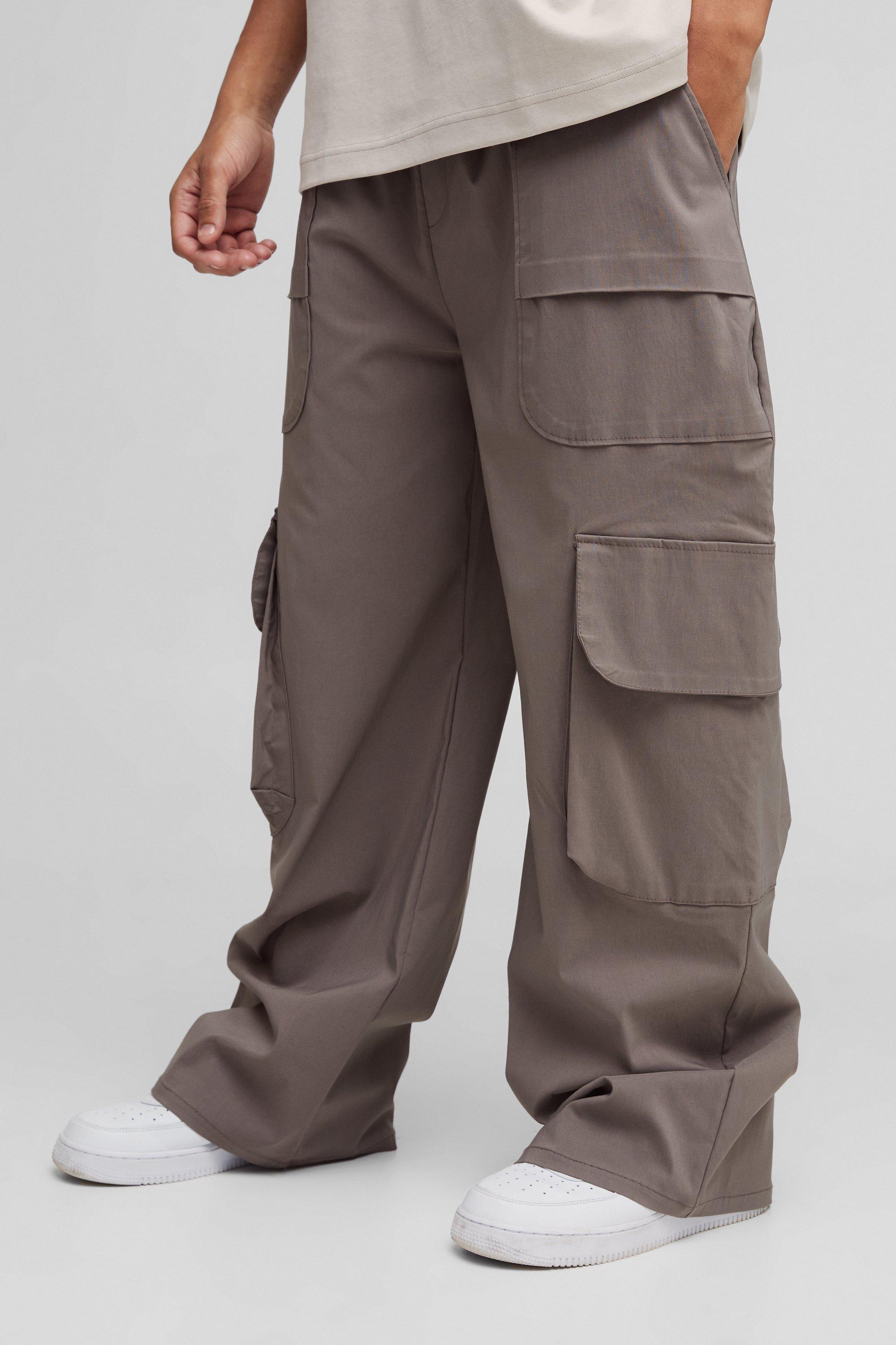 Boohoo Parachute Bengaline Cargo Broek, Charcoal