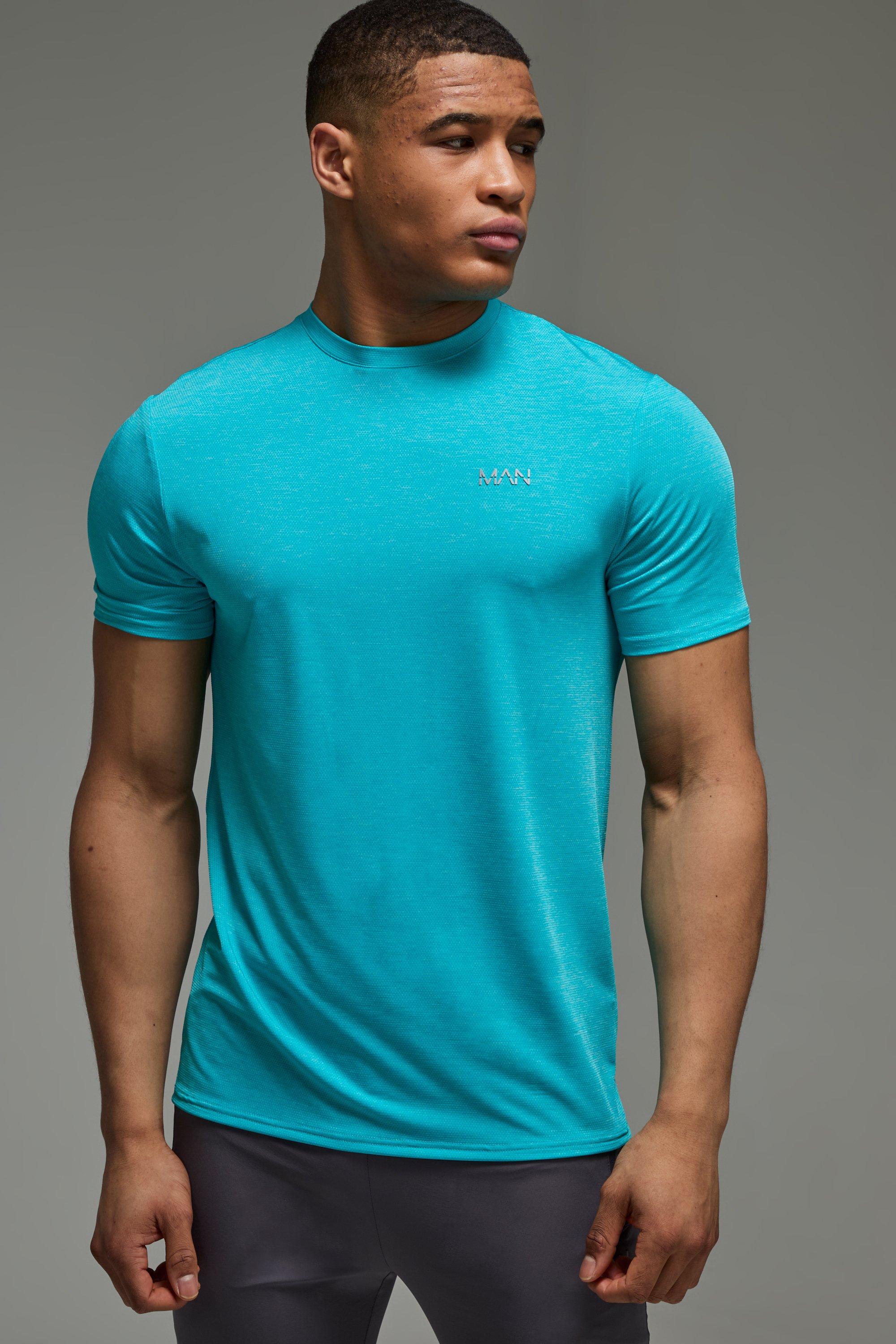Mens Blue Man Active Breathable Marl Regular Fit T-shirt, Blue
