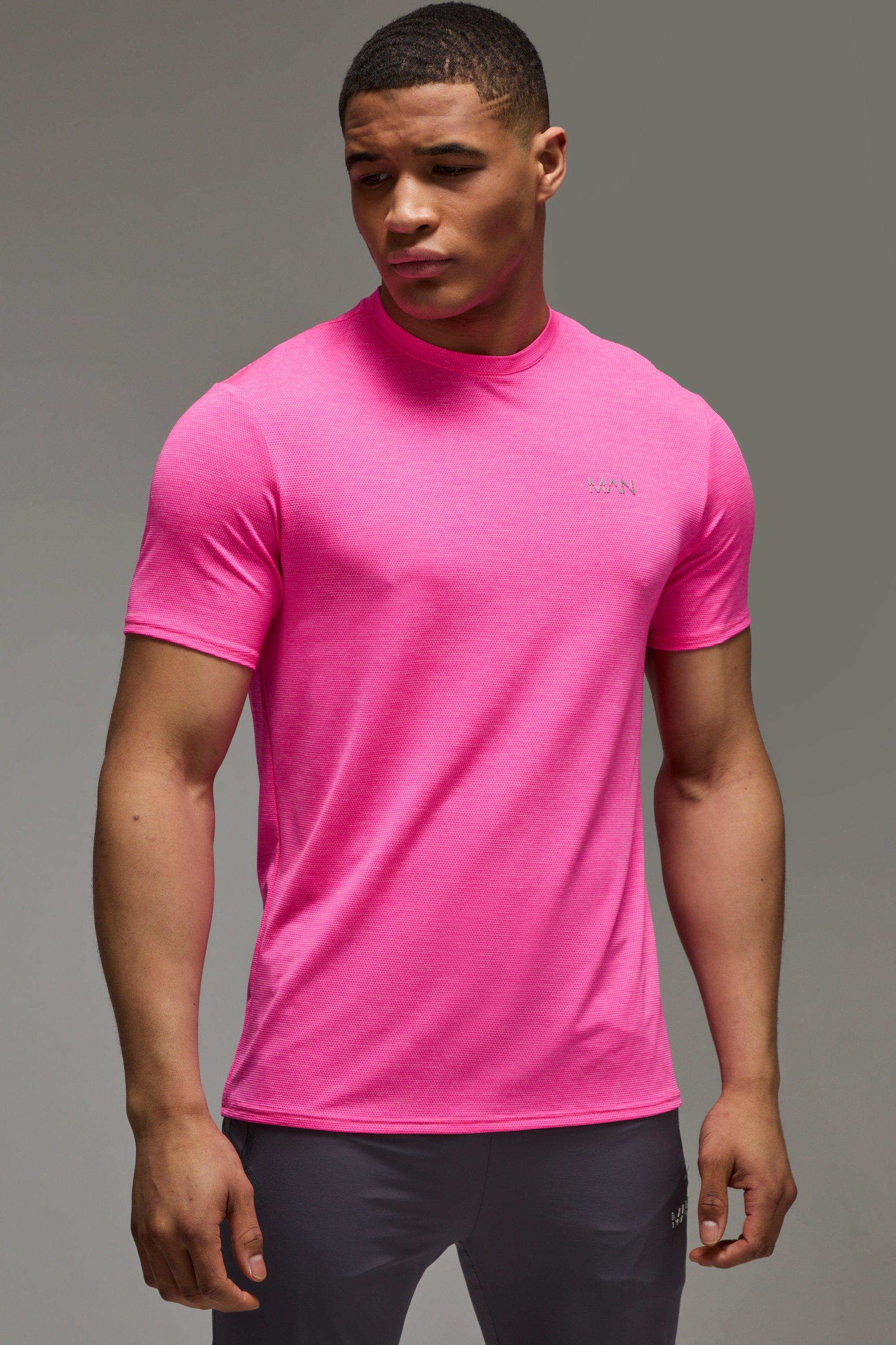 Mens Pink Man Active Breathable Marl Regular Fit T-shirt, Pink