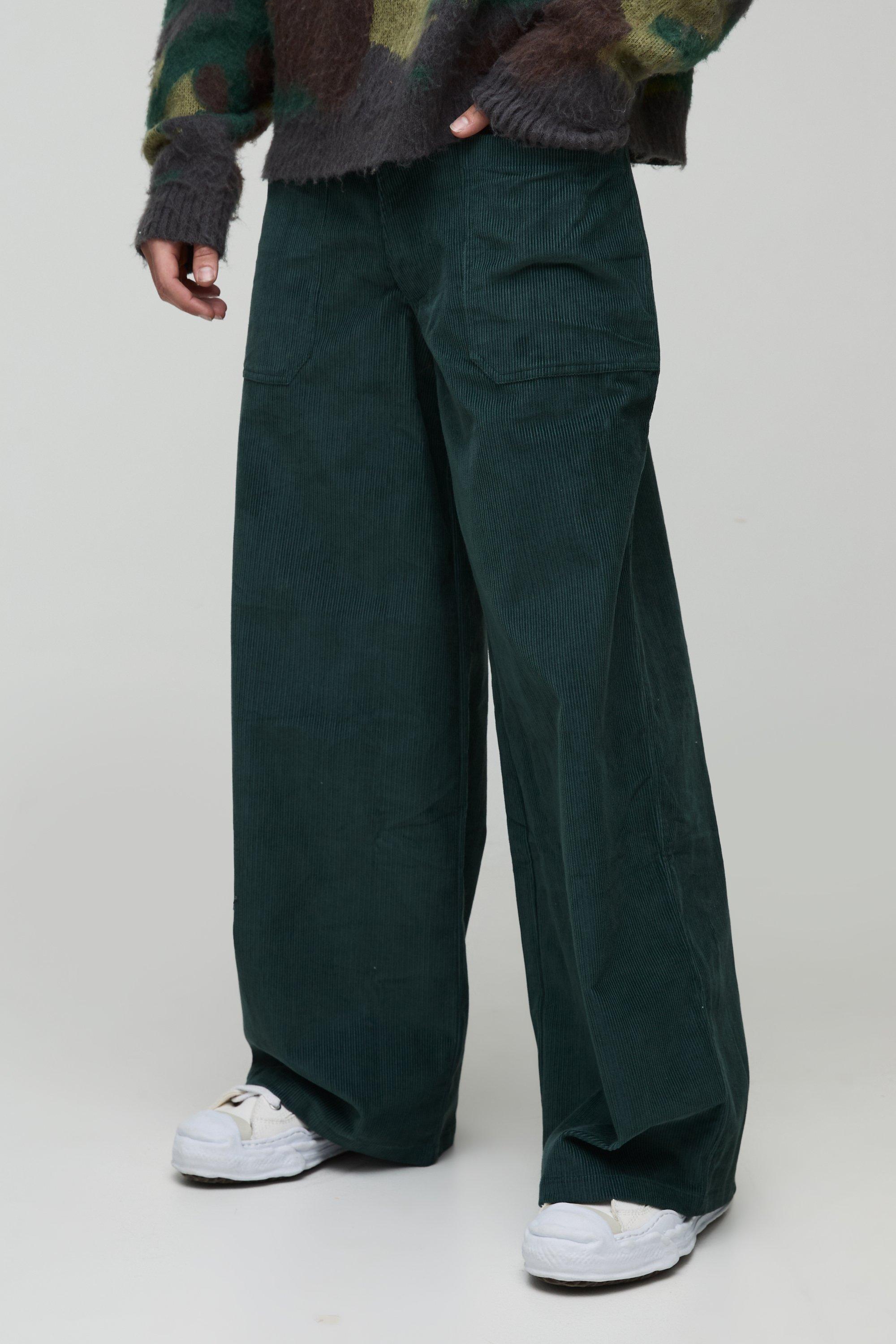 Pantaloni extra comodi in velluto a coste, Verde