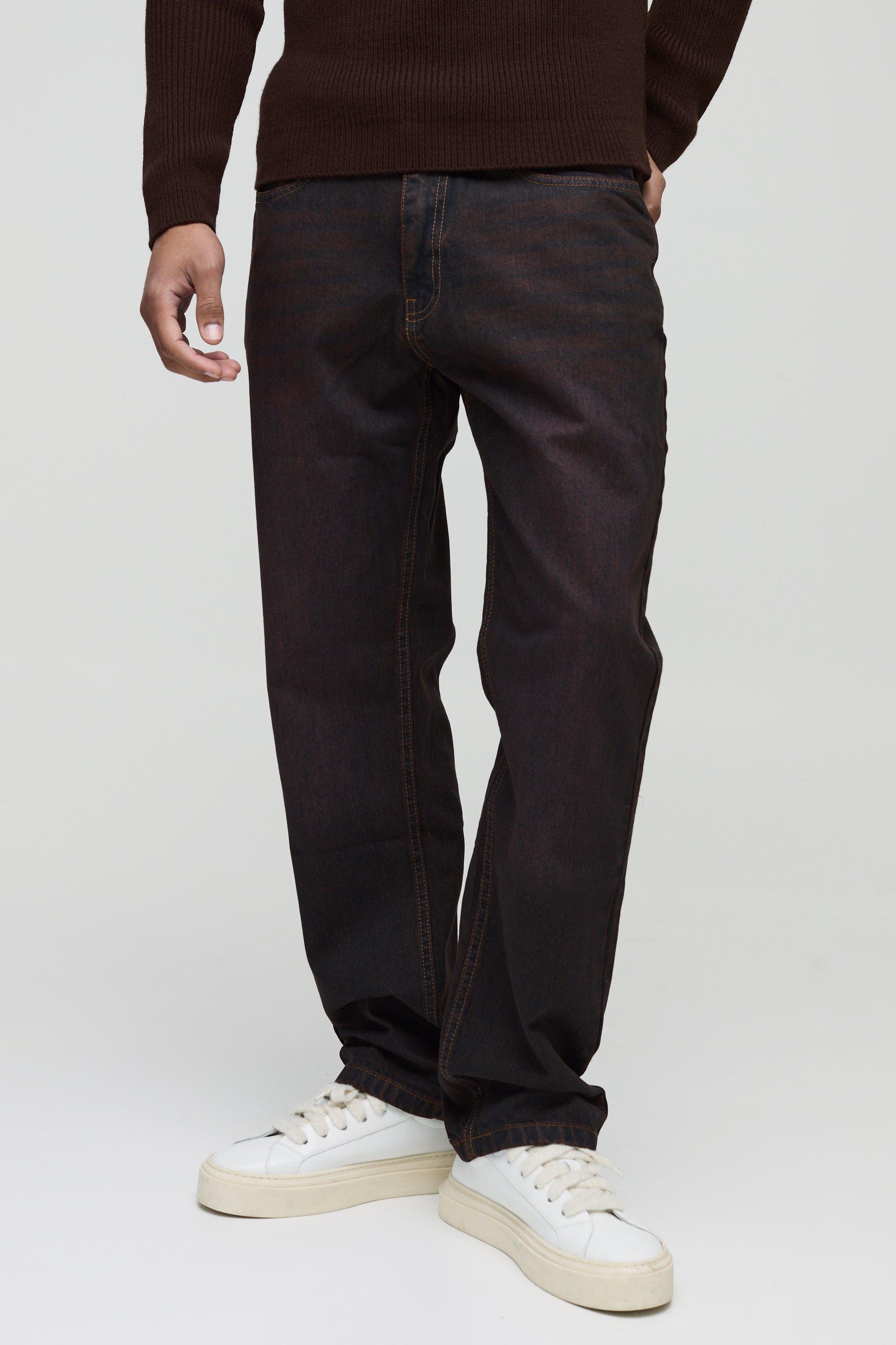 Jeans dritti in lavaggio anticato, Grigio