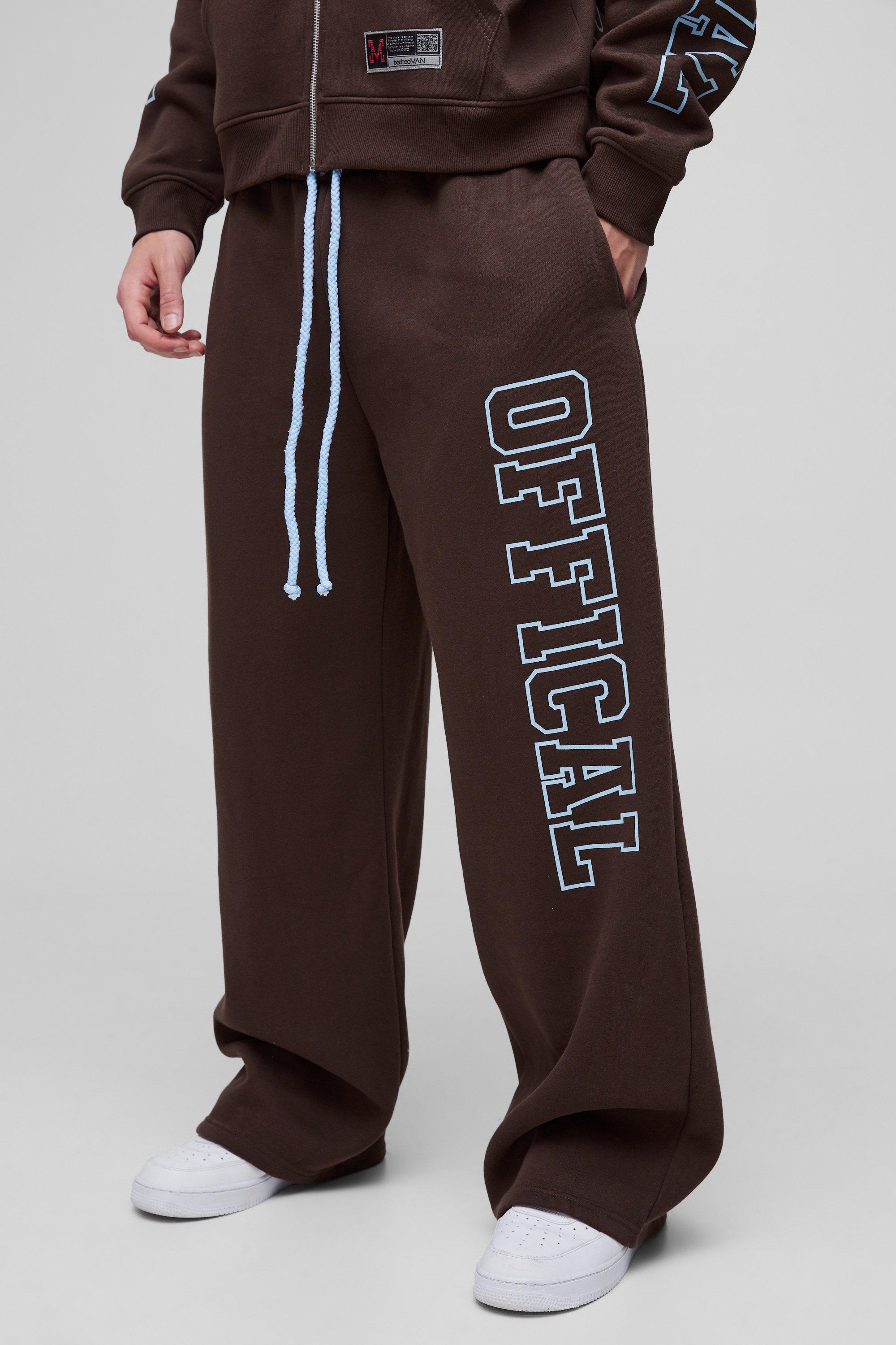 Mens Brown Official Wide Leg Jogger, Brown