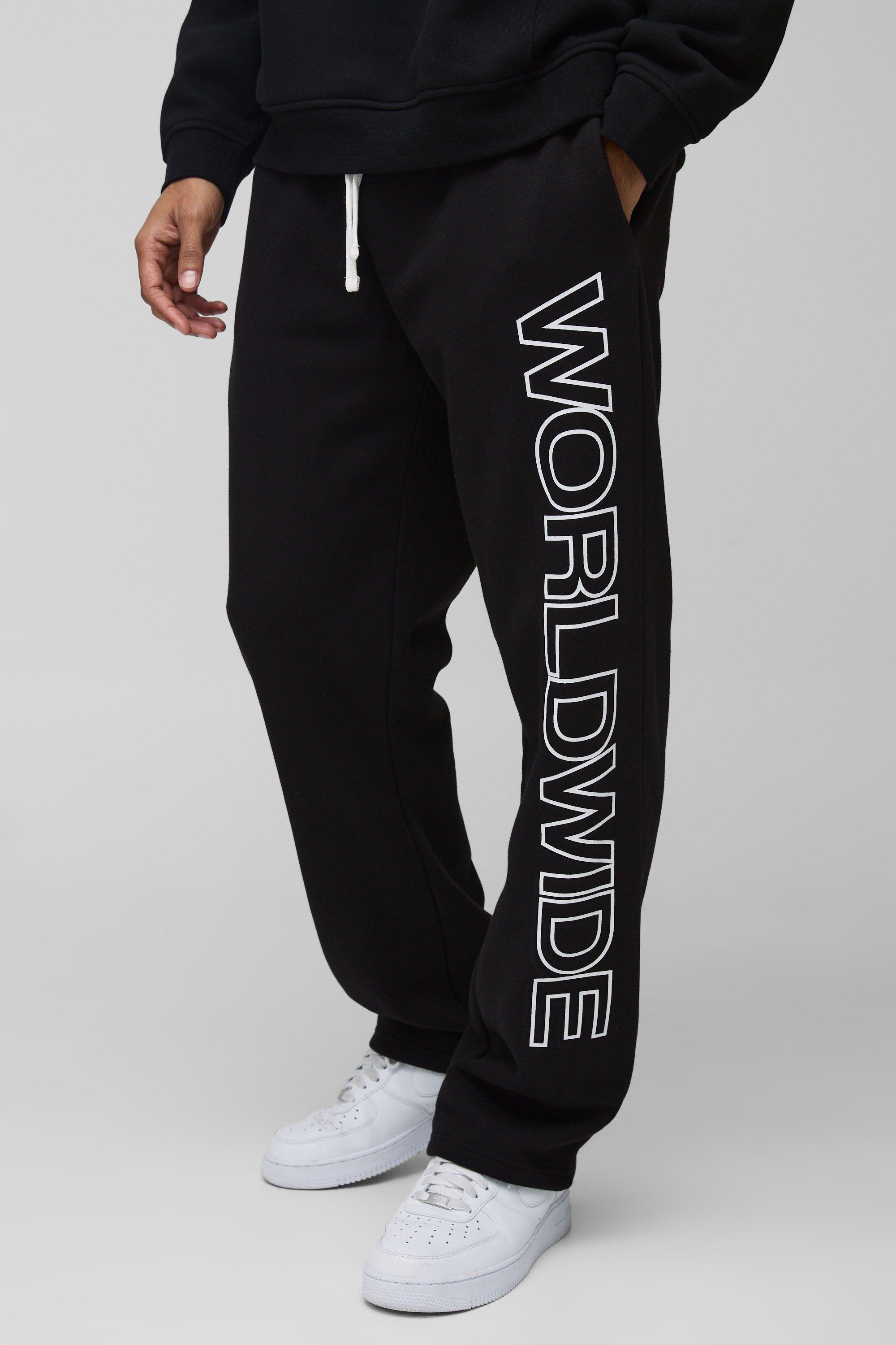 Mens Black Relaxed Worldwide Joggers, Black