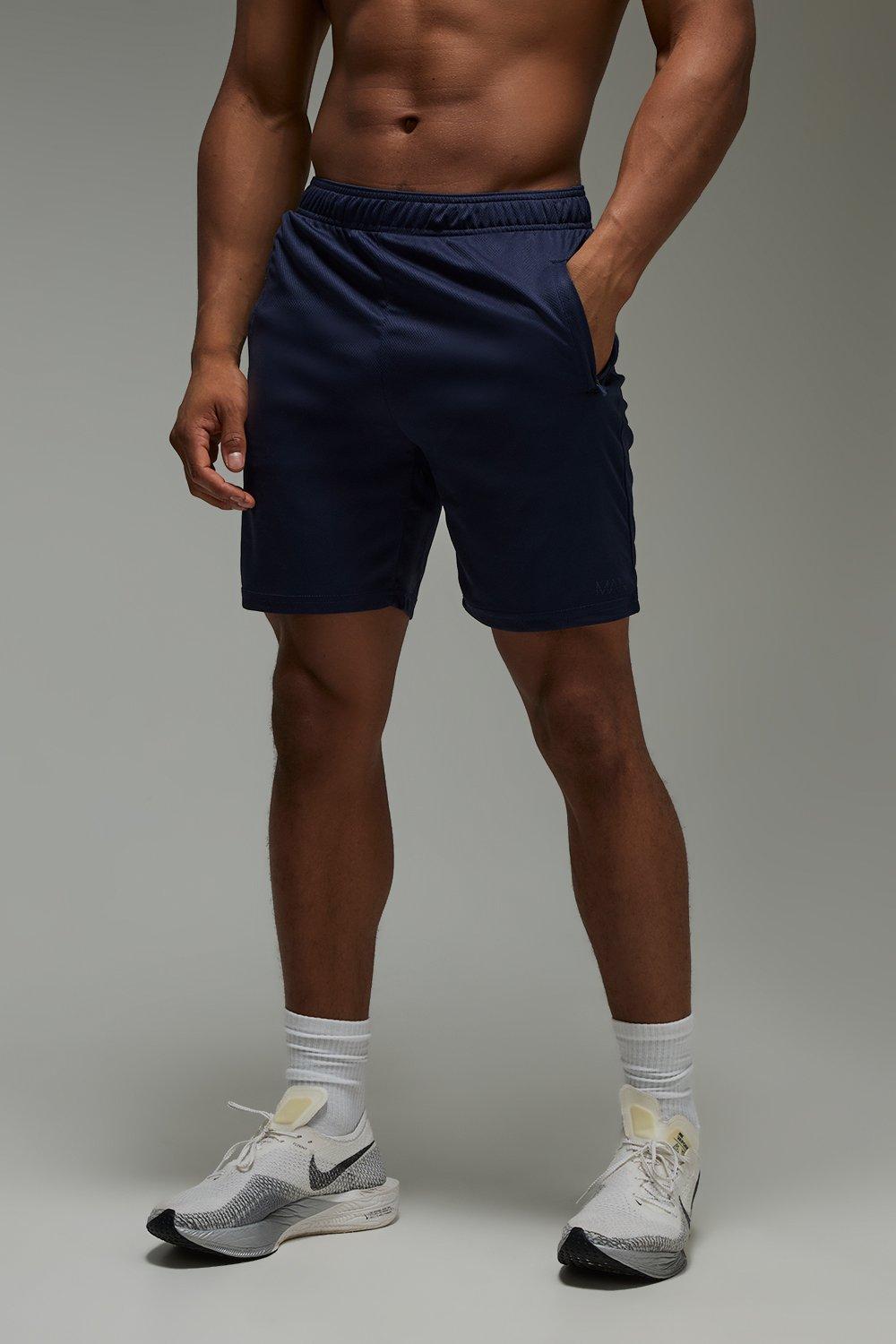Image of Pantaloncini da palestra Man Active da 7 pollici in Stretch con tasche e zip, Navy