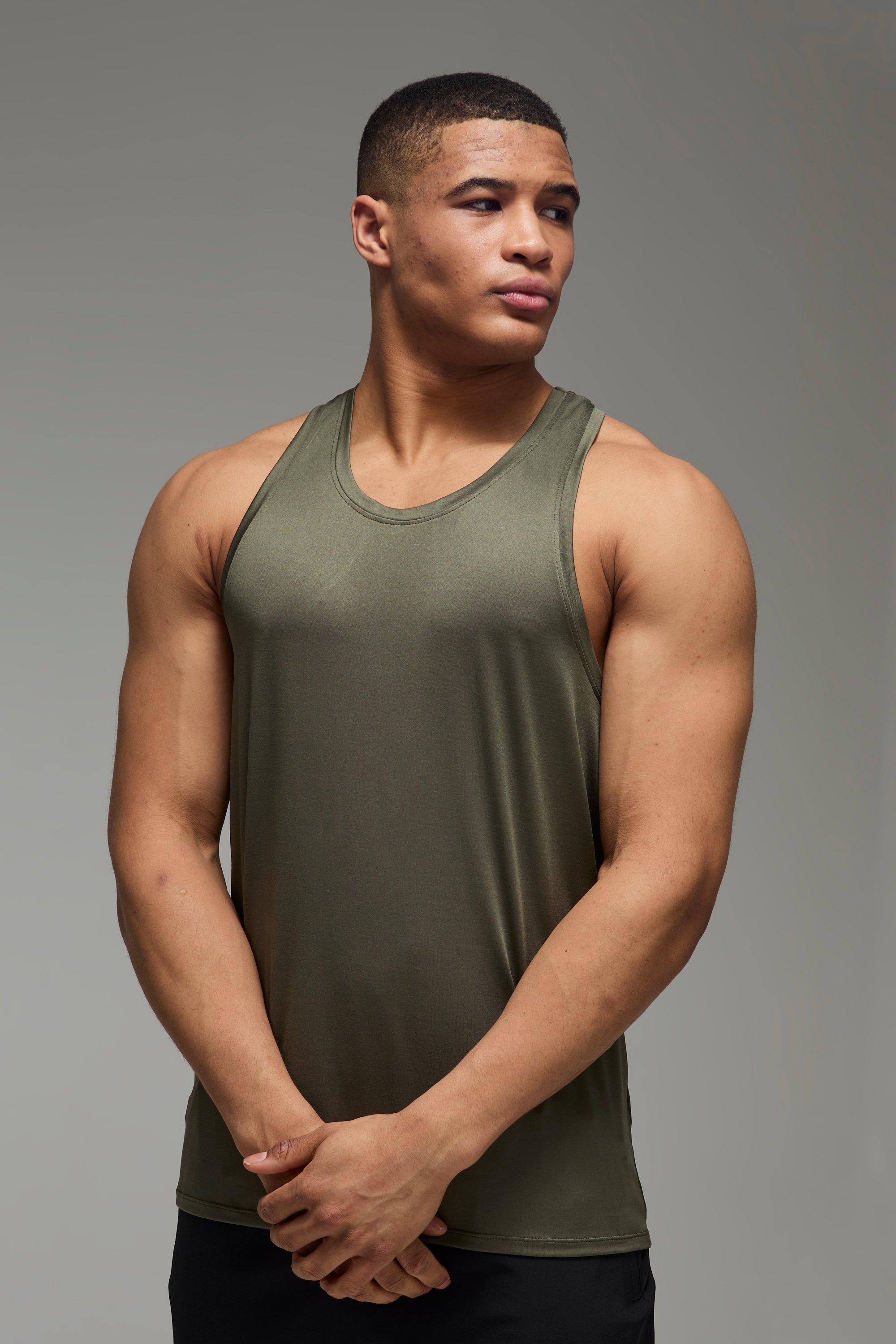 Mens Green Man Active Regular Lightweight Essentials Gym Vest, Green