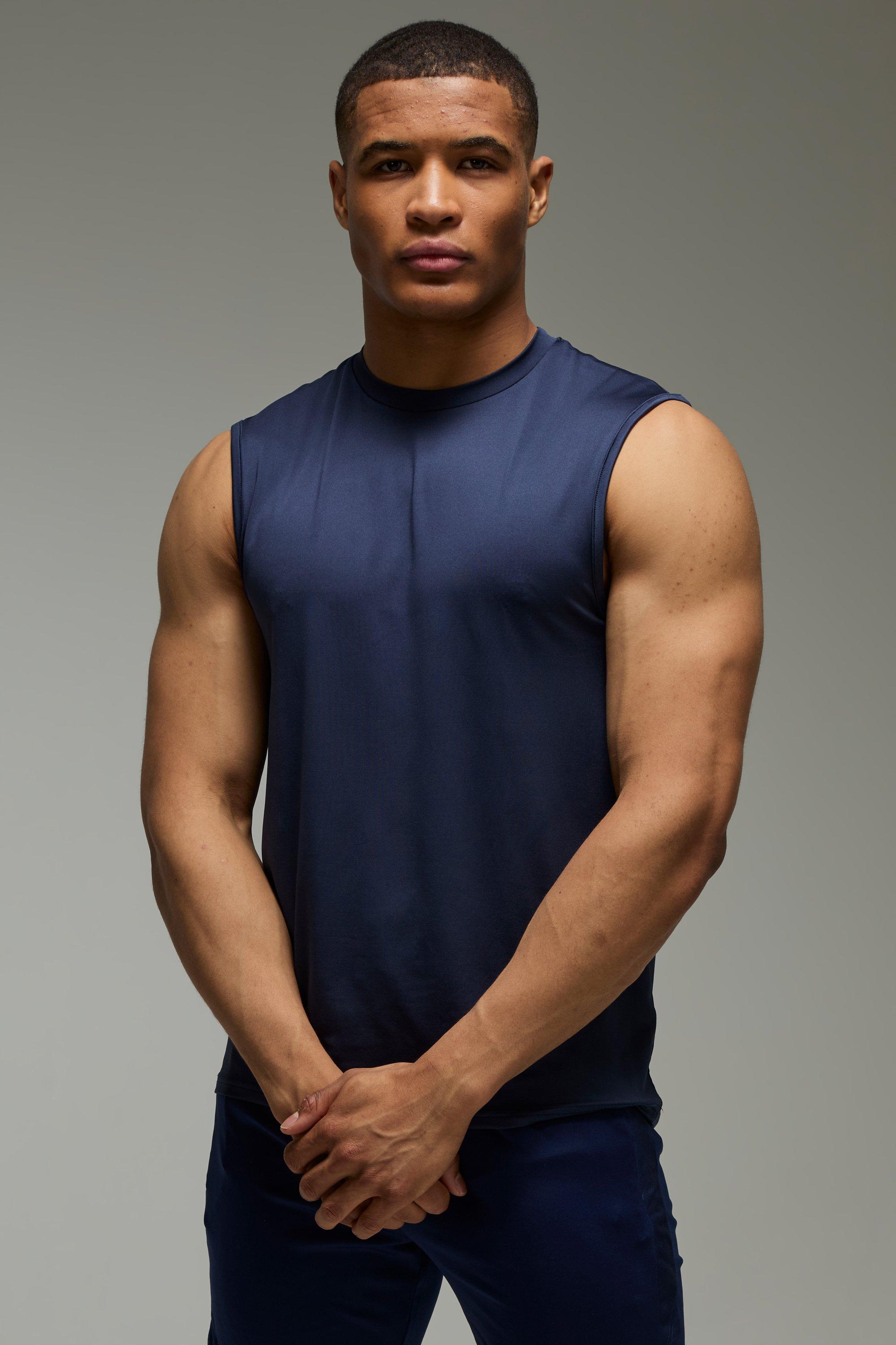 Mens Navy Man Active Regular Lightweight Essentials Gym vest, Navy