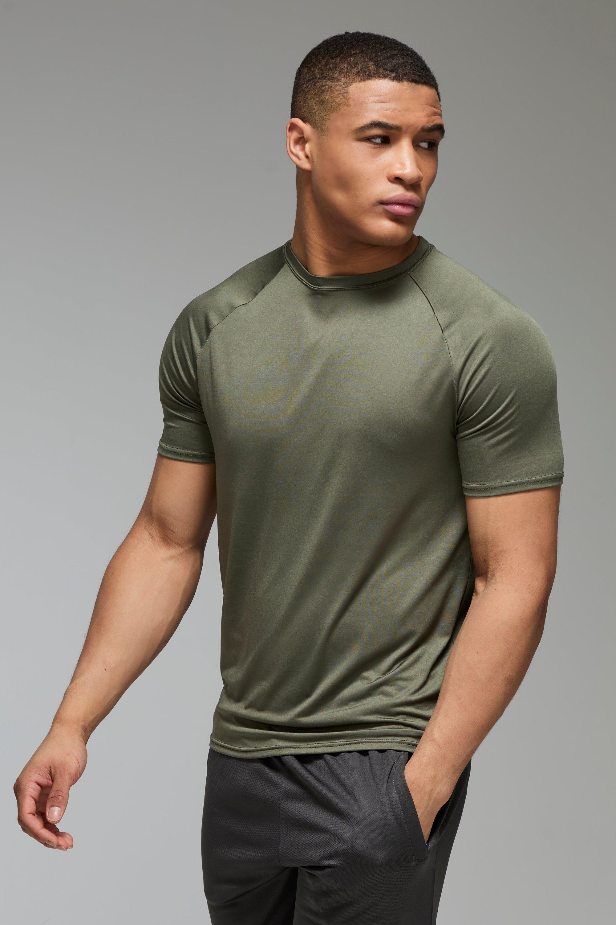 Mens Green Man Active Lightweight Essentials Gym Regular Fit Raglan T-shirt, Green