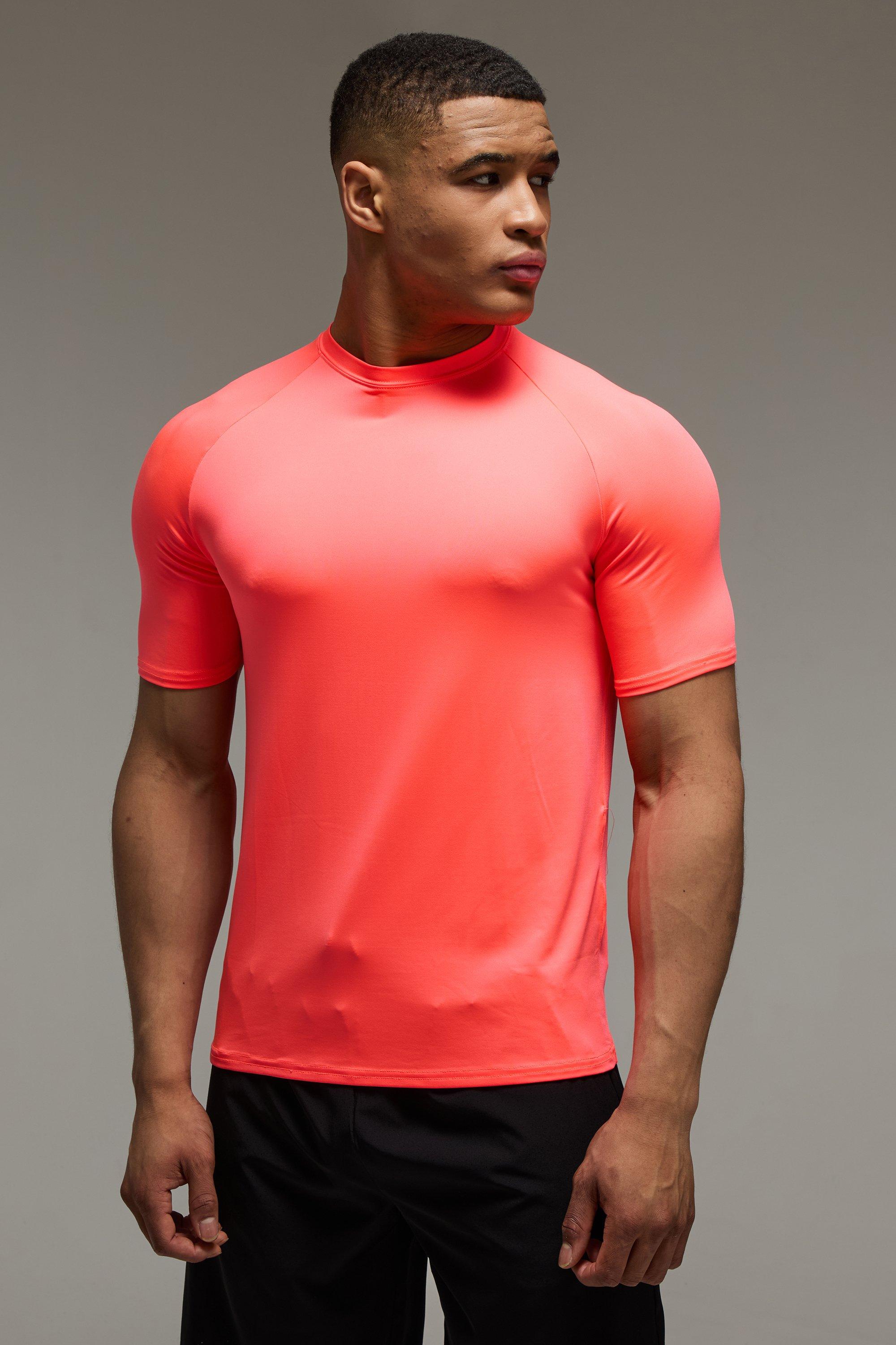 Mens Pink Man Active Lightweight Essentials Gym Regular Fit Raglan T-shirt, Pink