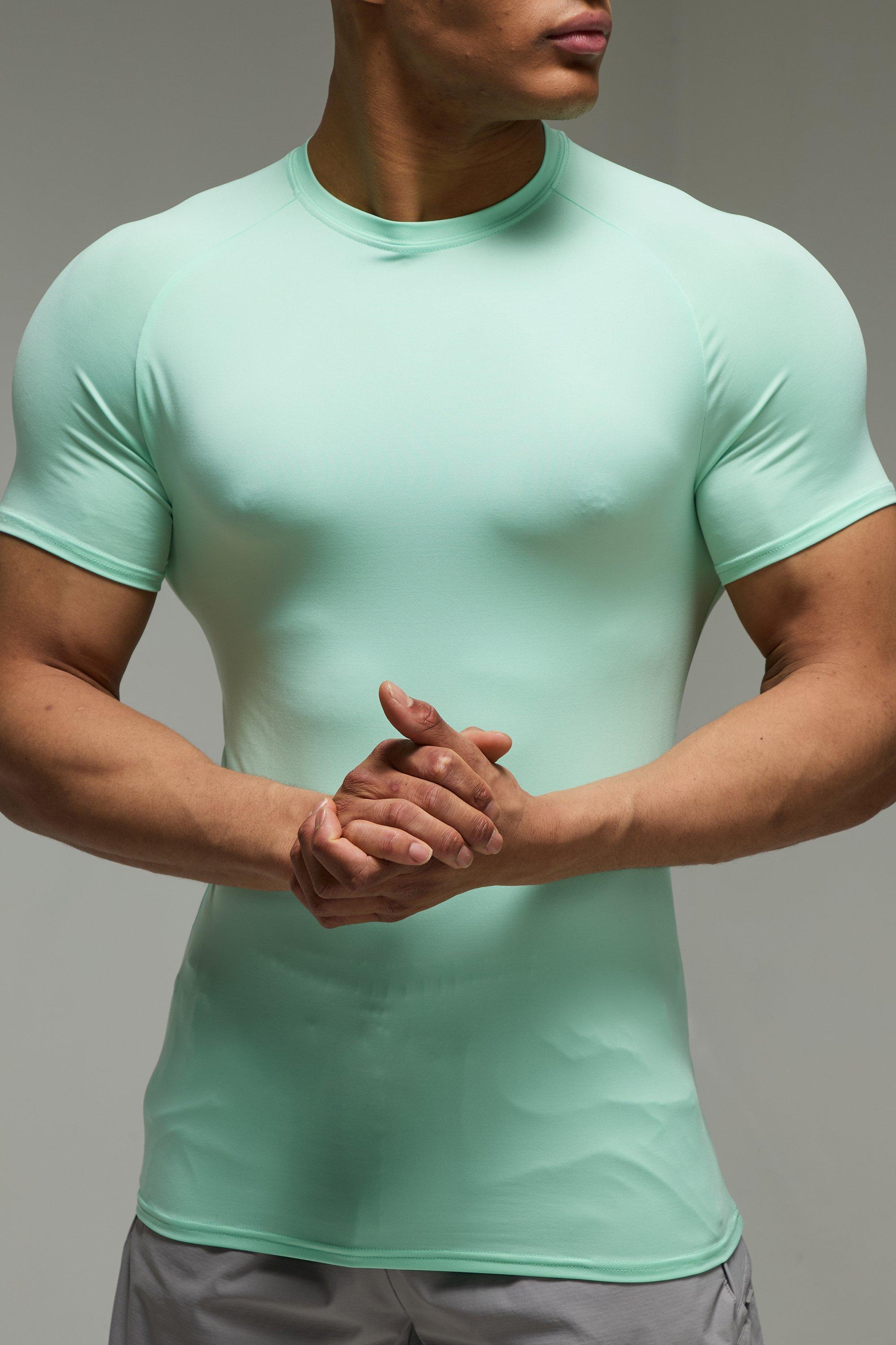 Mens Green Man Active Lightweight Essentials Gym Muscle Fit Raglan T-shirt, Green