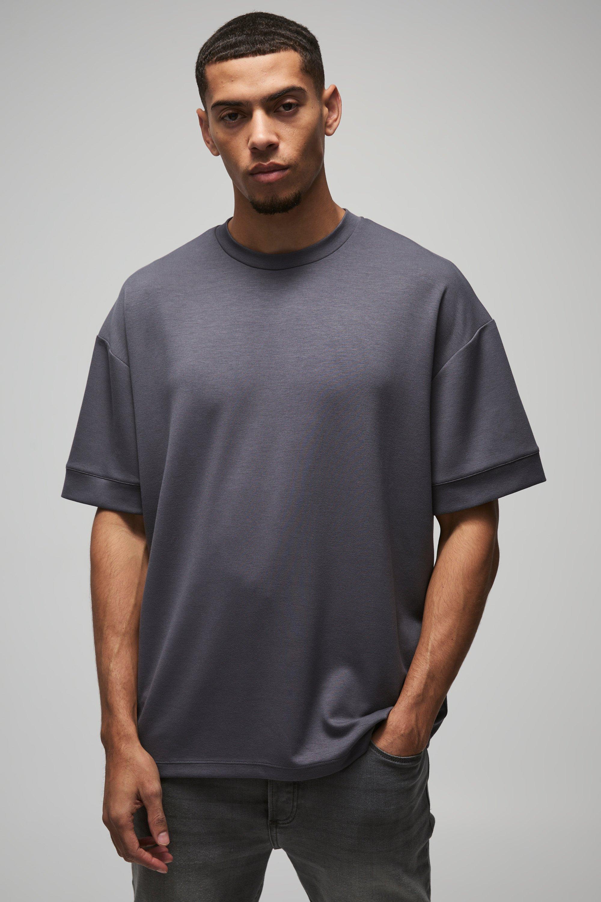 T-shirt oversize effetto vellutato, Grigio