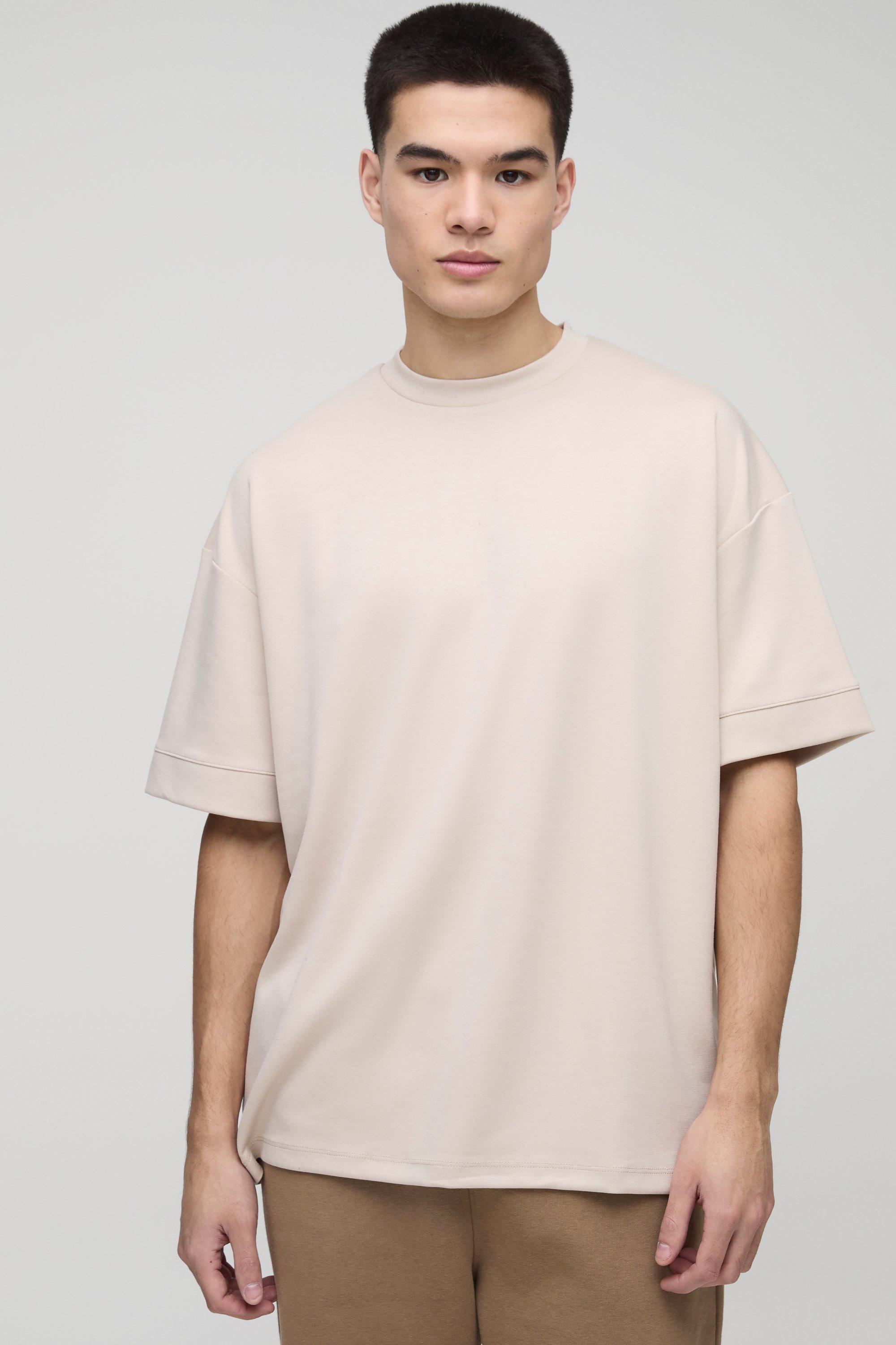 T-shirt oversize effetto vellutato, Beige