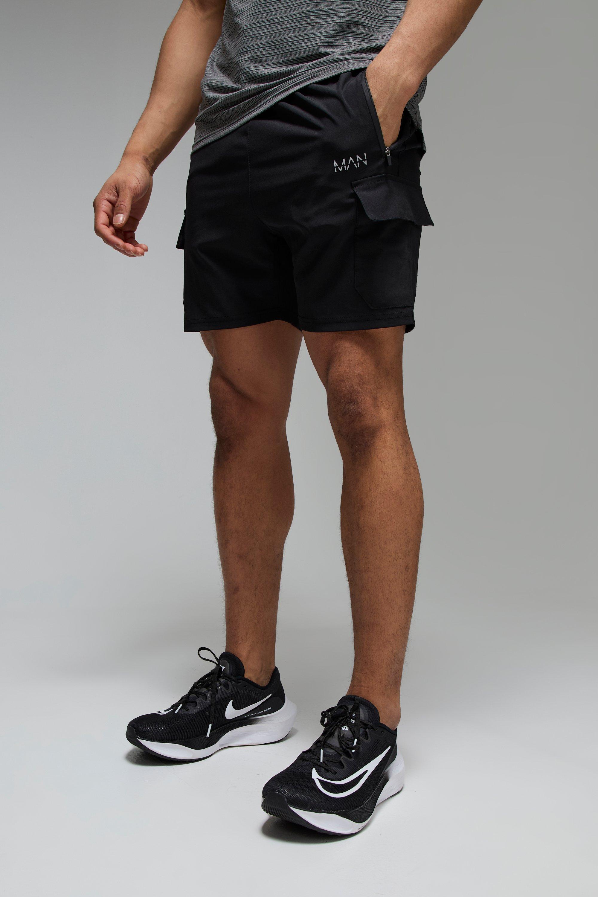 Mens Black Man Active Stretch Woven 5inch Cargo Short, Black